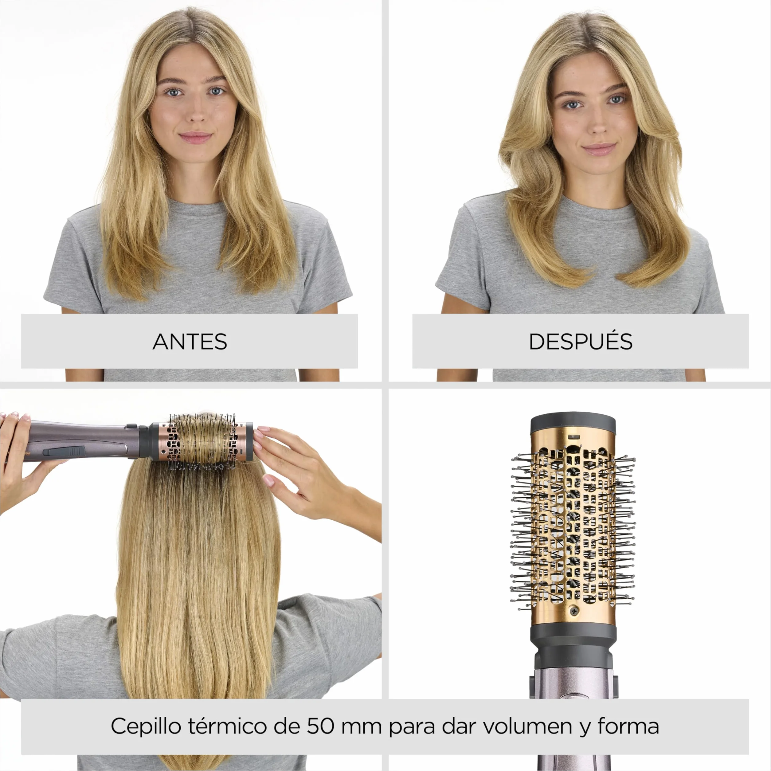 BaByliss Style 1000 Cepillo de Aire Secador de Pelo Todo en Uno 1000 W Iónico Antiencrespamiento 4 Accesorios