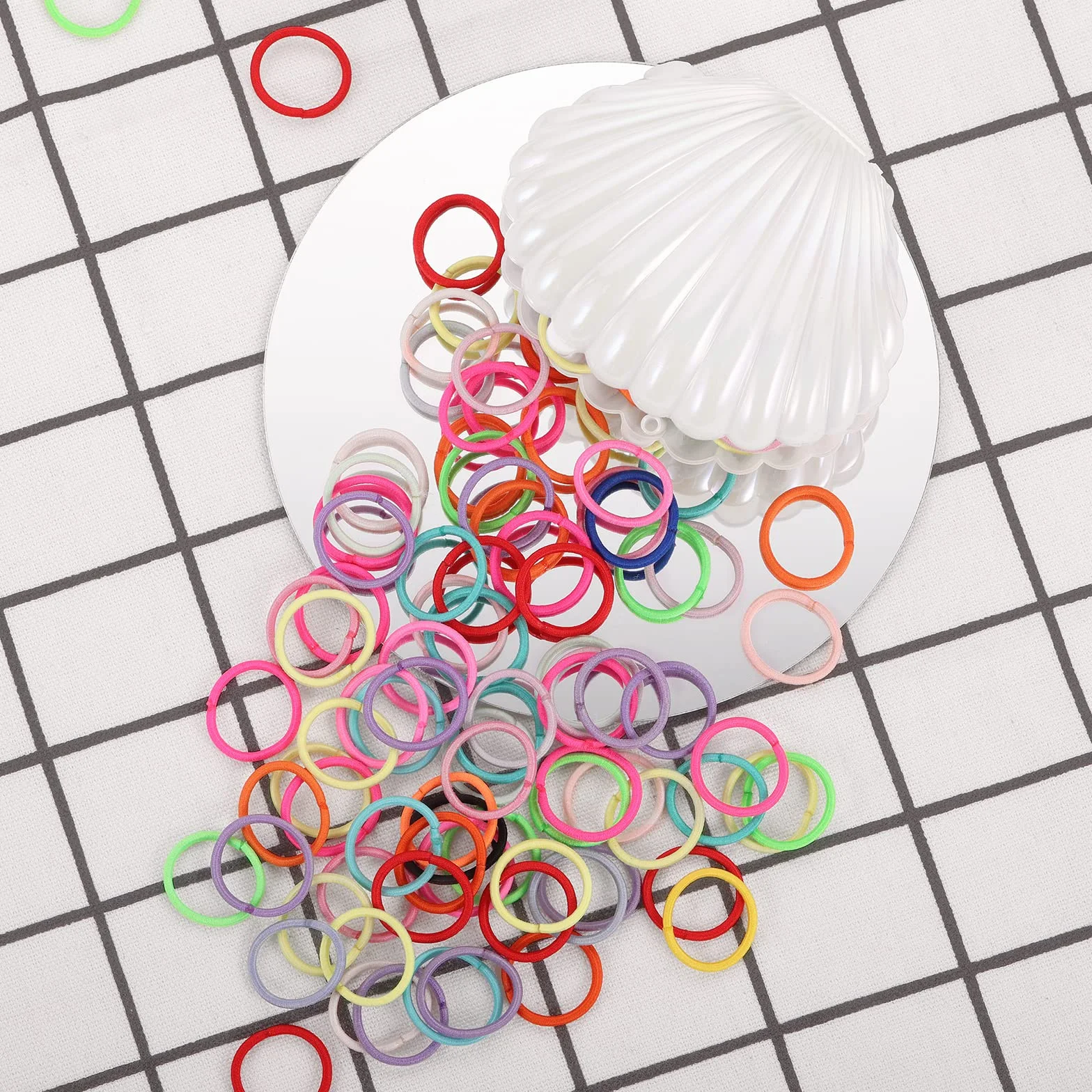 Funtopia 336 bandas elásticas pequeñas para el pelo para niñas, coletas coloridas, sin daño, con caja organizadora