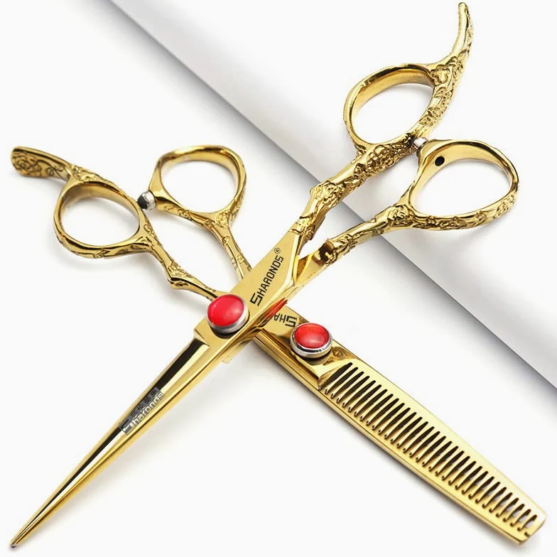 Tijeras profesionales de 7 pulgadas, tijeras de corte de pelo japonesas de acero inoxidable para peluquería (2 piezas set-C)