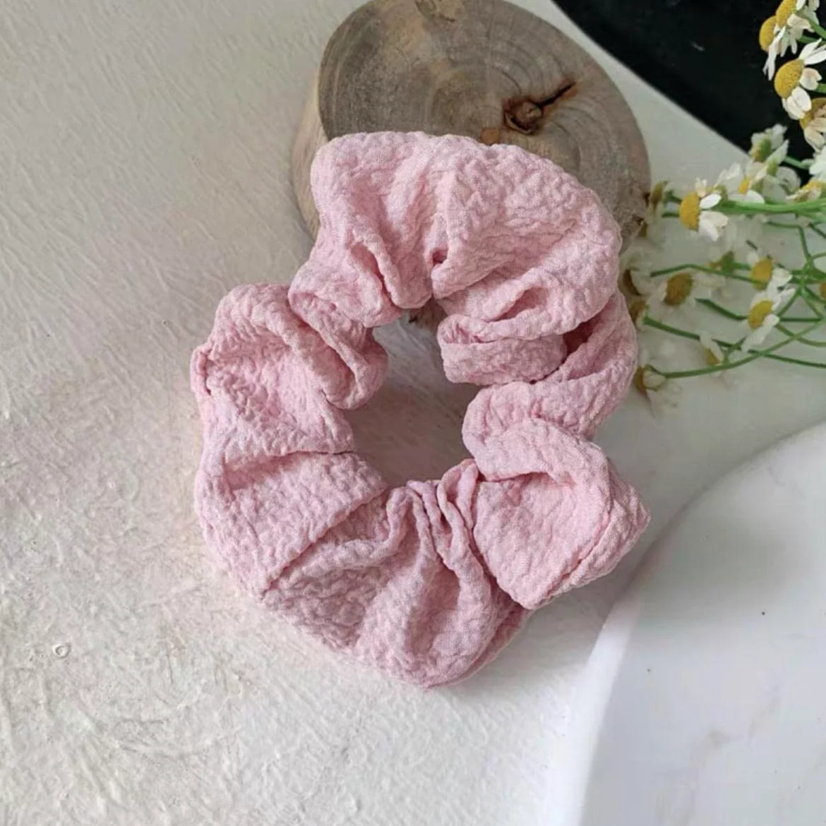 ACiyD Sólido elástico Scrunchie Hair Ties Bandas de Goma para Mujeres niñas Sport Gym Hair Scrunchies Holder Hair Accessories-Bean Paste Powder (Beige)