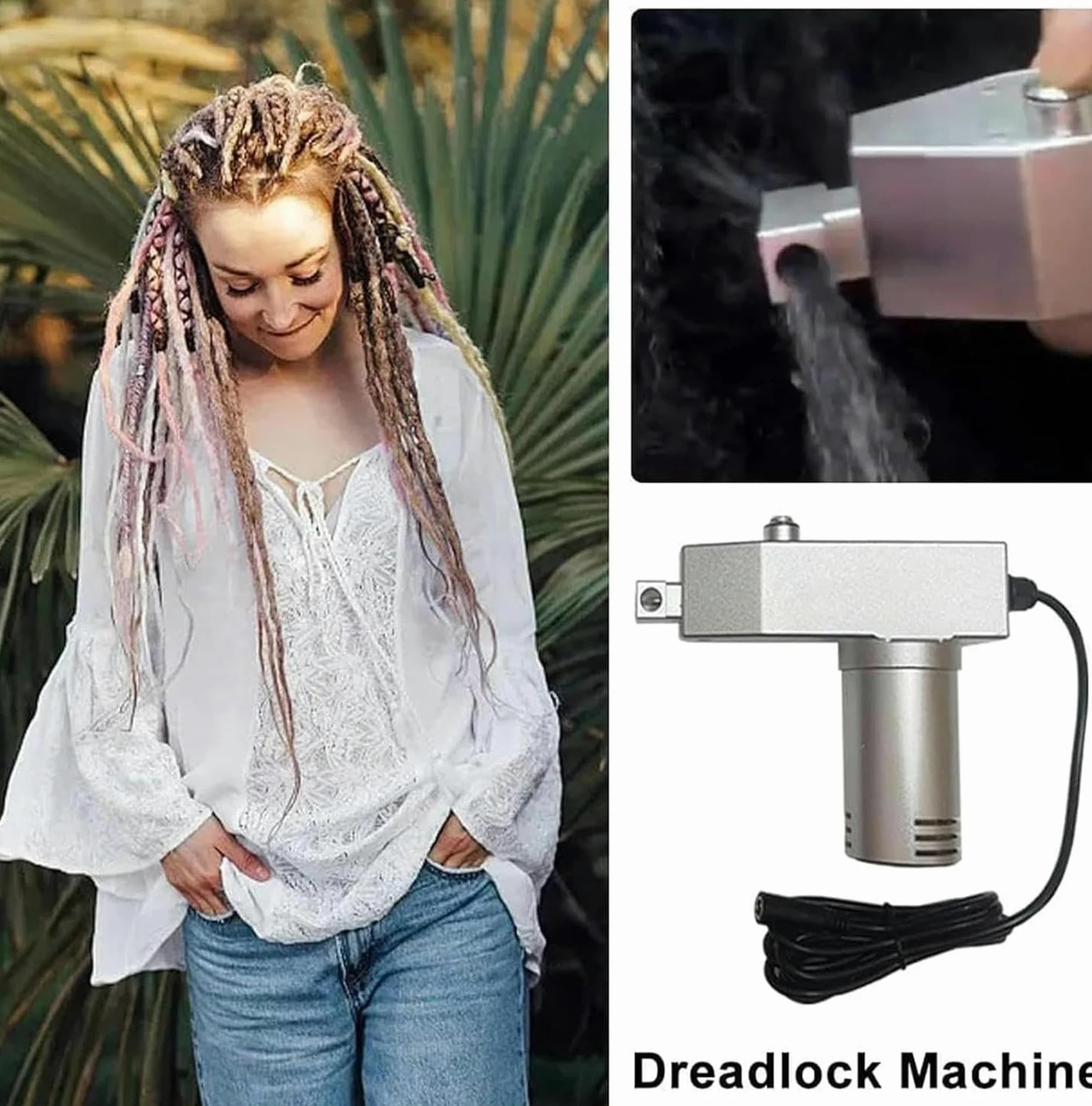Máquina para Hacer rastas, Trenzas de Crochet, Herramienta Manual de Acero Inoxidable, Accesorios para rastas DIY + Ganchos de Crochet de 6 mm/8 mm/10 mm, 1 Pieza