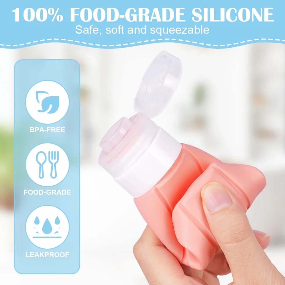OSDUE Botellas de Viaje Silicona 4 Piezas Juego Compresible Prueba de Fugas sin BPA 100ml