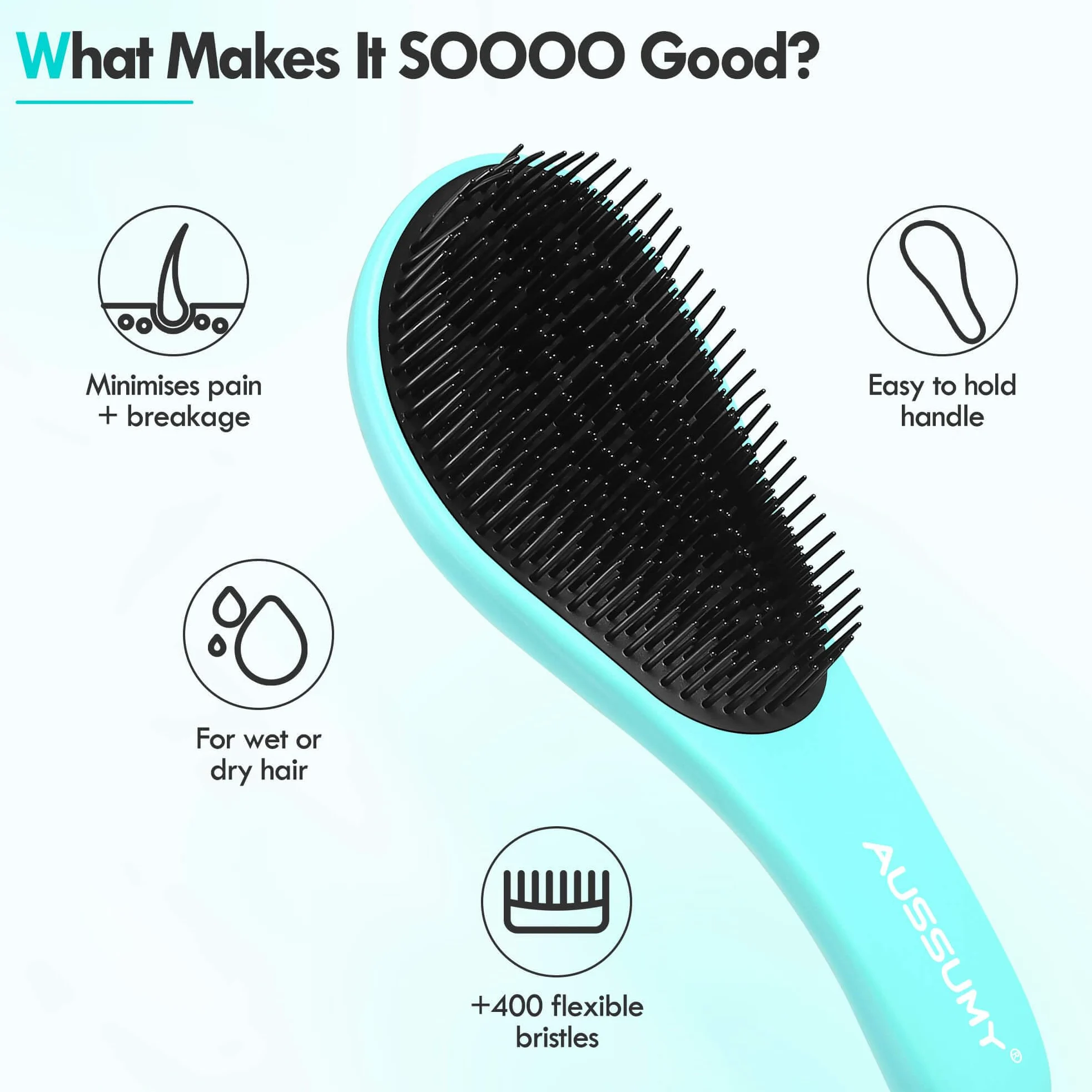 Juego de 2 cepillos para desenredar el cabello, con cerdas ultra suaves para eliminar enredos sin esfuerzo, para cabello rizado dañado seco y húmedo para hombres, mujeres, niñas, niños, morado