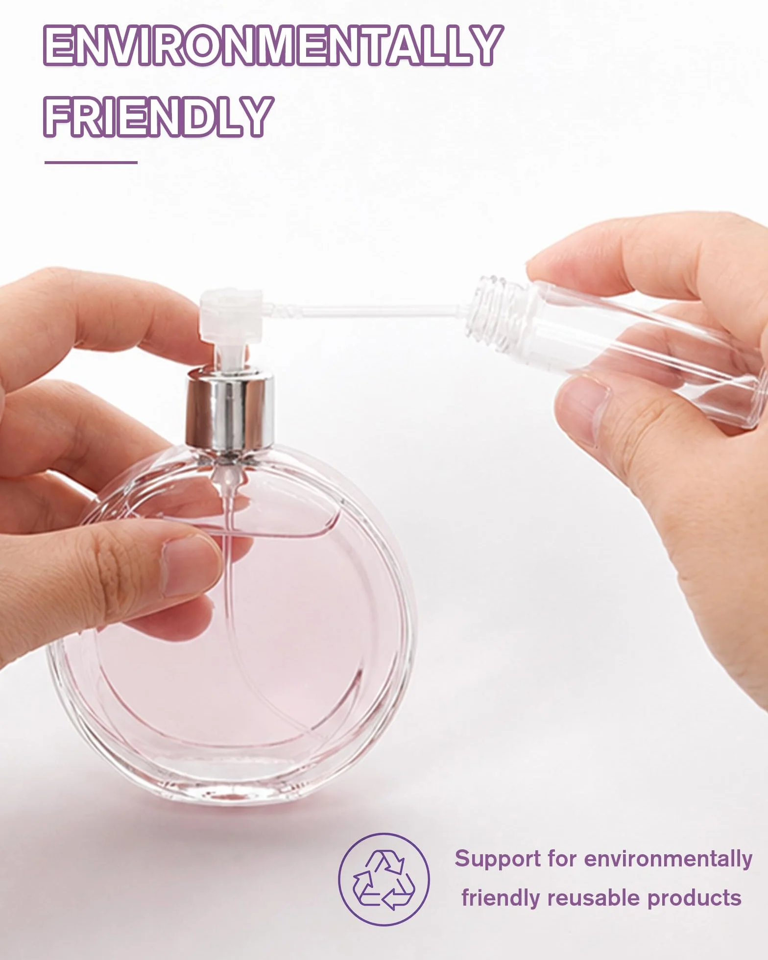 Vaporizador de Perfume 10ml Mini Recargable Botella de Vidrio con Pulverizador de Aluminio Antifugas (Rosa)