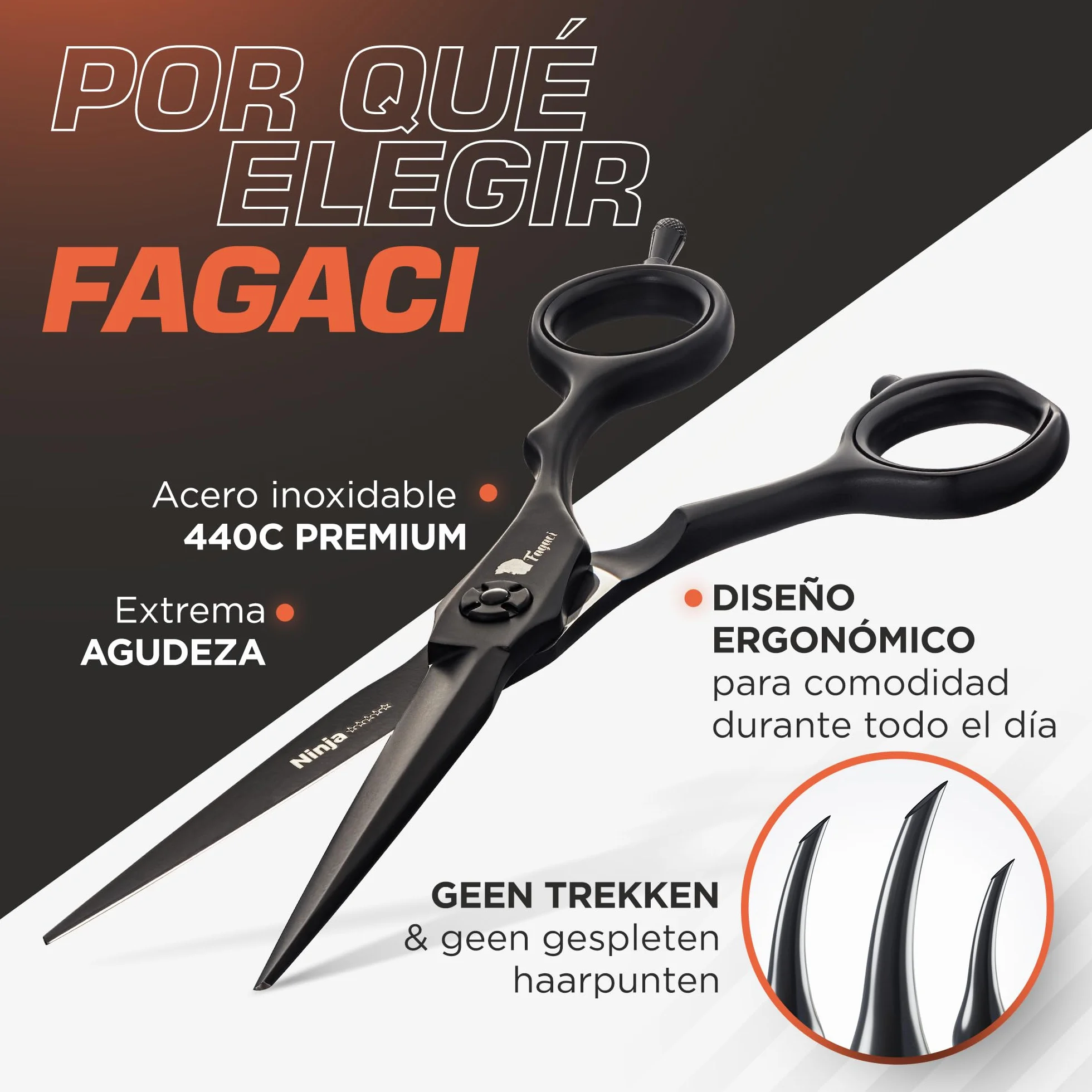 Fagaci Tijeras Peluqueria Profesional 5.5 Pulgadas Acero 440C Para una Precisión Superior, Afilado Duradero Tijeras Cortar Pelo Cuchillas Extremadamente Afiladas