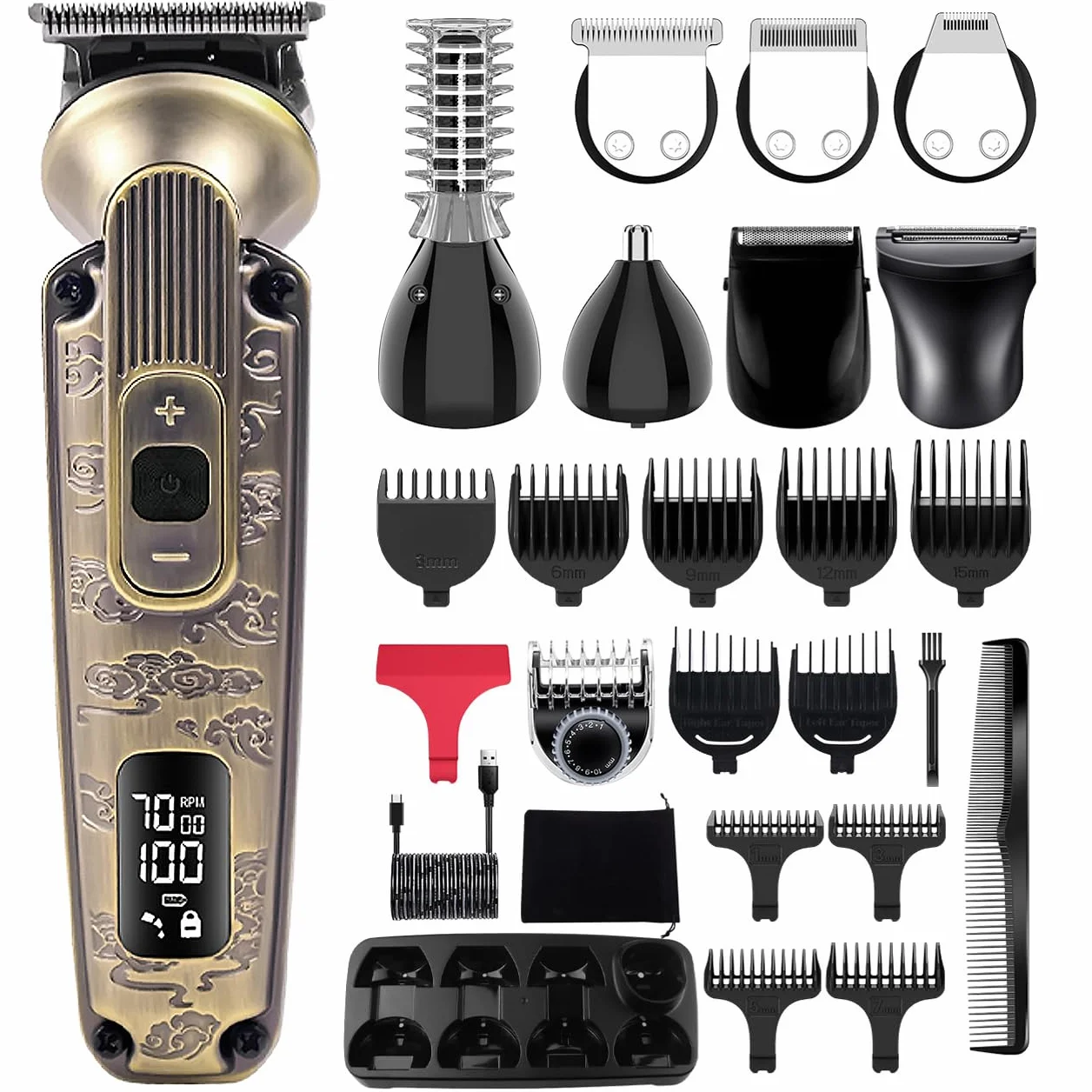 Hatteker Recortadora de barba Profesional 8 en 1 Cortapelos eléctrica para hombre