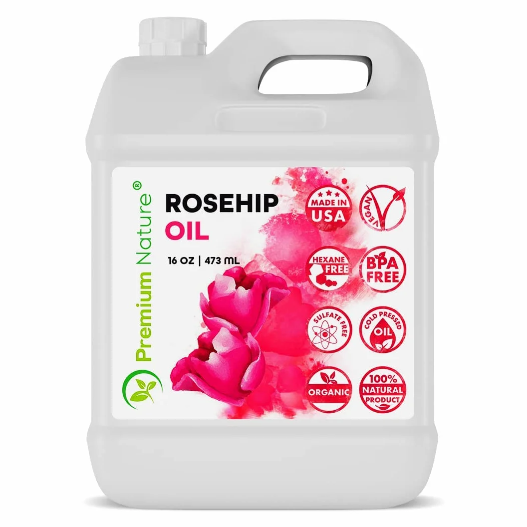 Aceite de rosa mosqueta para piel, cara, cuerpo, cabello, uñas, prensado en frío, sin refinar, aceite de rosa mosqueta, hidratante, masa, aceite de rosa mosqueta puro, 100 aceite de rosa mosqueta