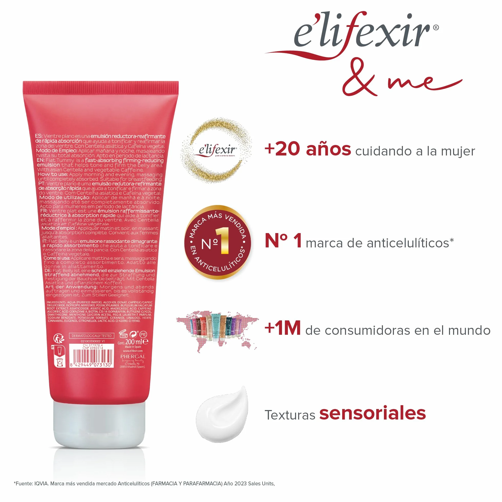 Elifexir Vientre Plano Gel Reductor Abdomen Crema Quemagrasas Reafirmante 200ml