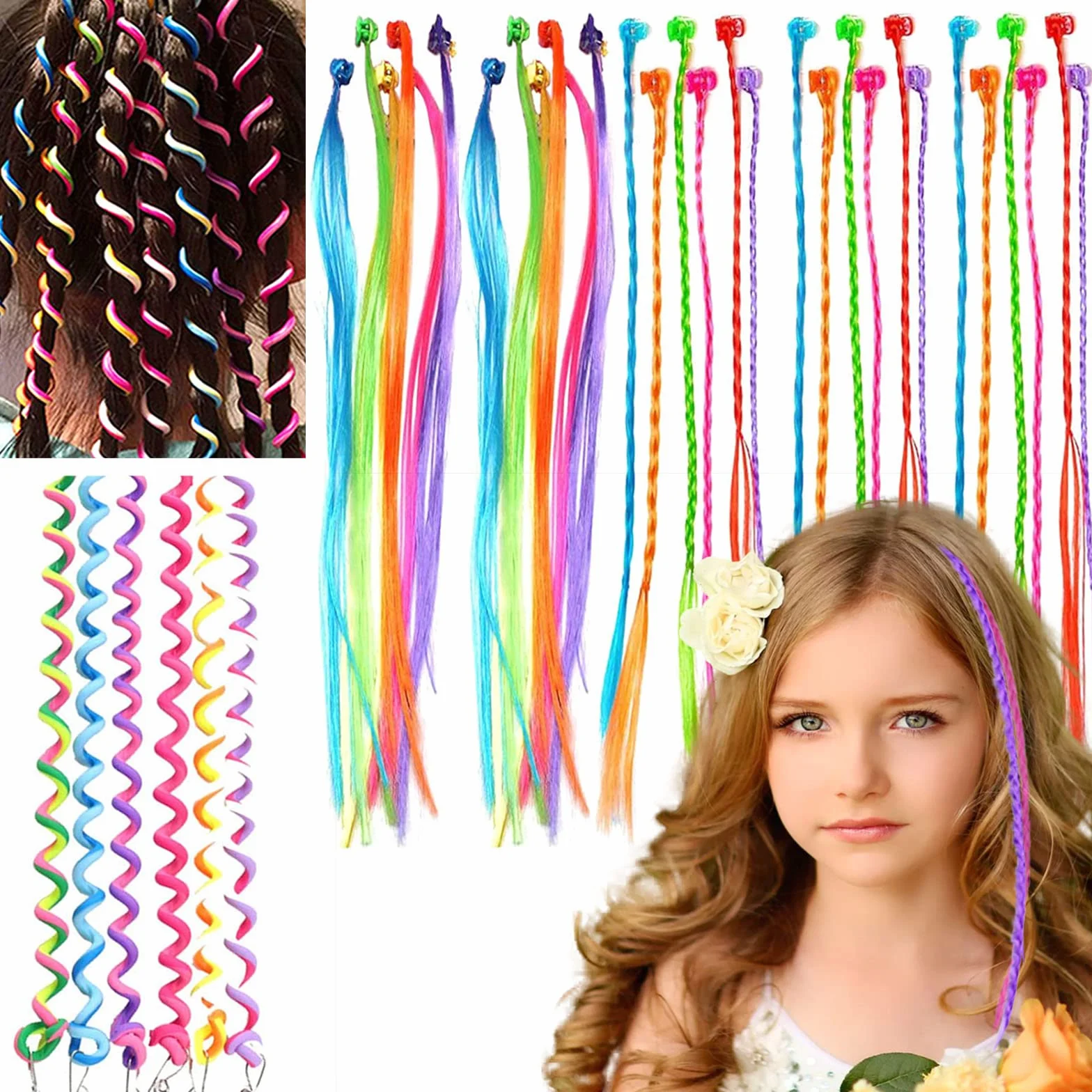 KEYRI Extensiones de Trenzas de Colores para el Pelo, Accesorio para Peinados (36 Piezas)