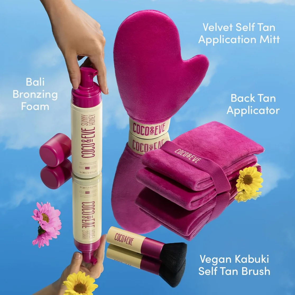 Juego de autobronceador Coco & Eve Bali Bae (medio). Espuma bronceadora natural sin sol. Loción autobronceadora instantánea con bronceador