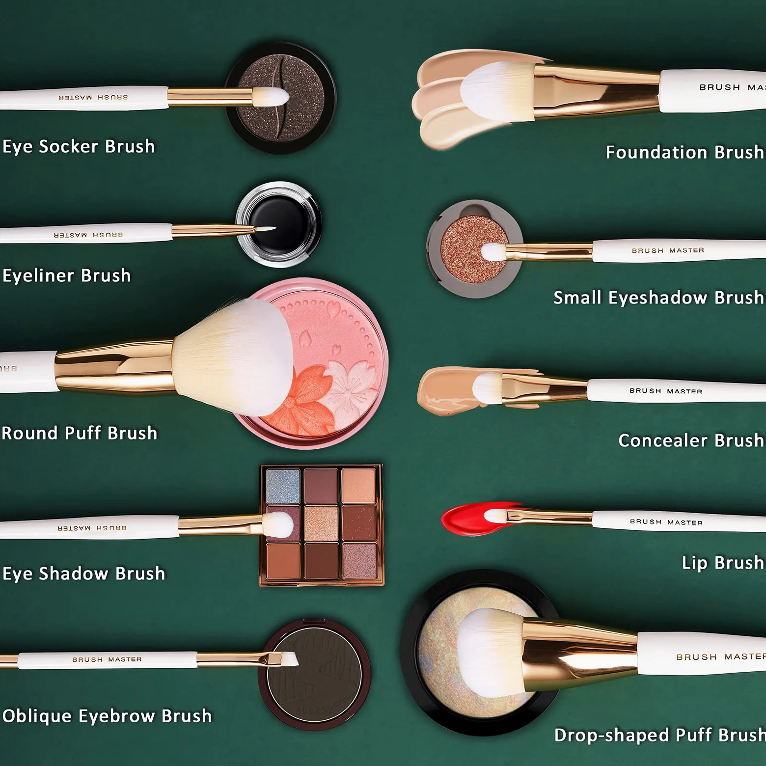 Juego de brochas de maquillaje para base de maquillaje, 10 unidades