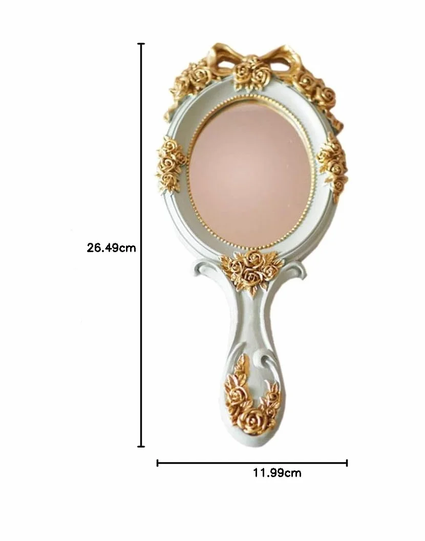 Espejo de mano vintage dorado rosa regalo compacto para mamá