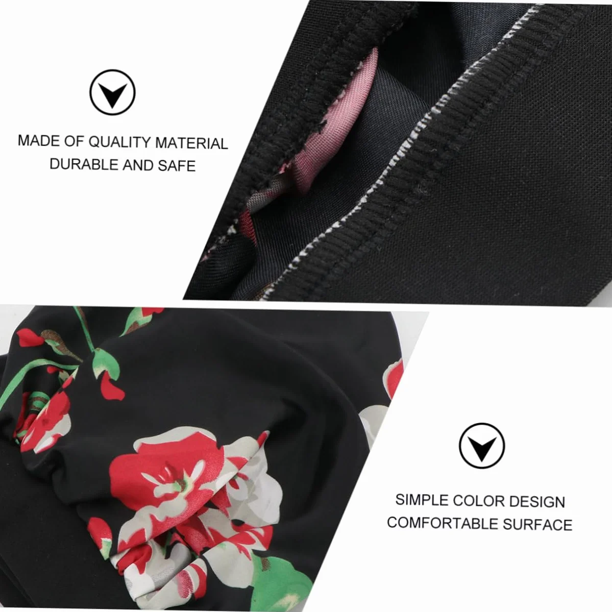 Gorro de Satén Elástico Negro para Dormir Adultos Ala Ancha | Ribete Flexible y Transpirable, Protección del Cabello, Uso Nocturno Lavarse la Cara