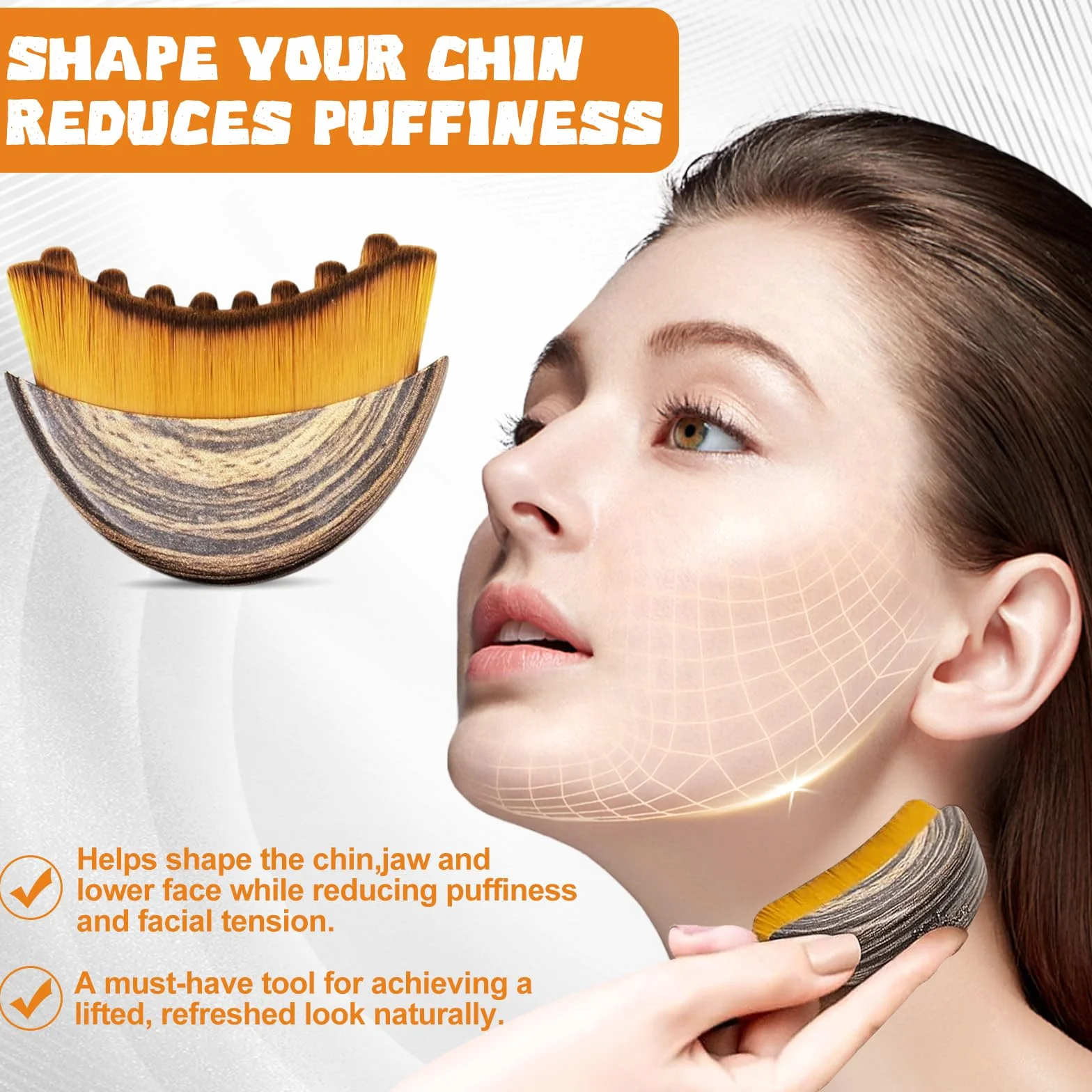 Cepillo Facial de Linfa Drenaje Linfático Masajeador para Cuidado Facial y Mentón (Marrón)