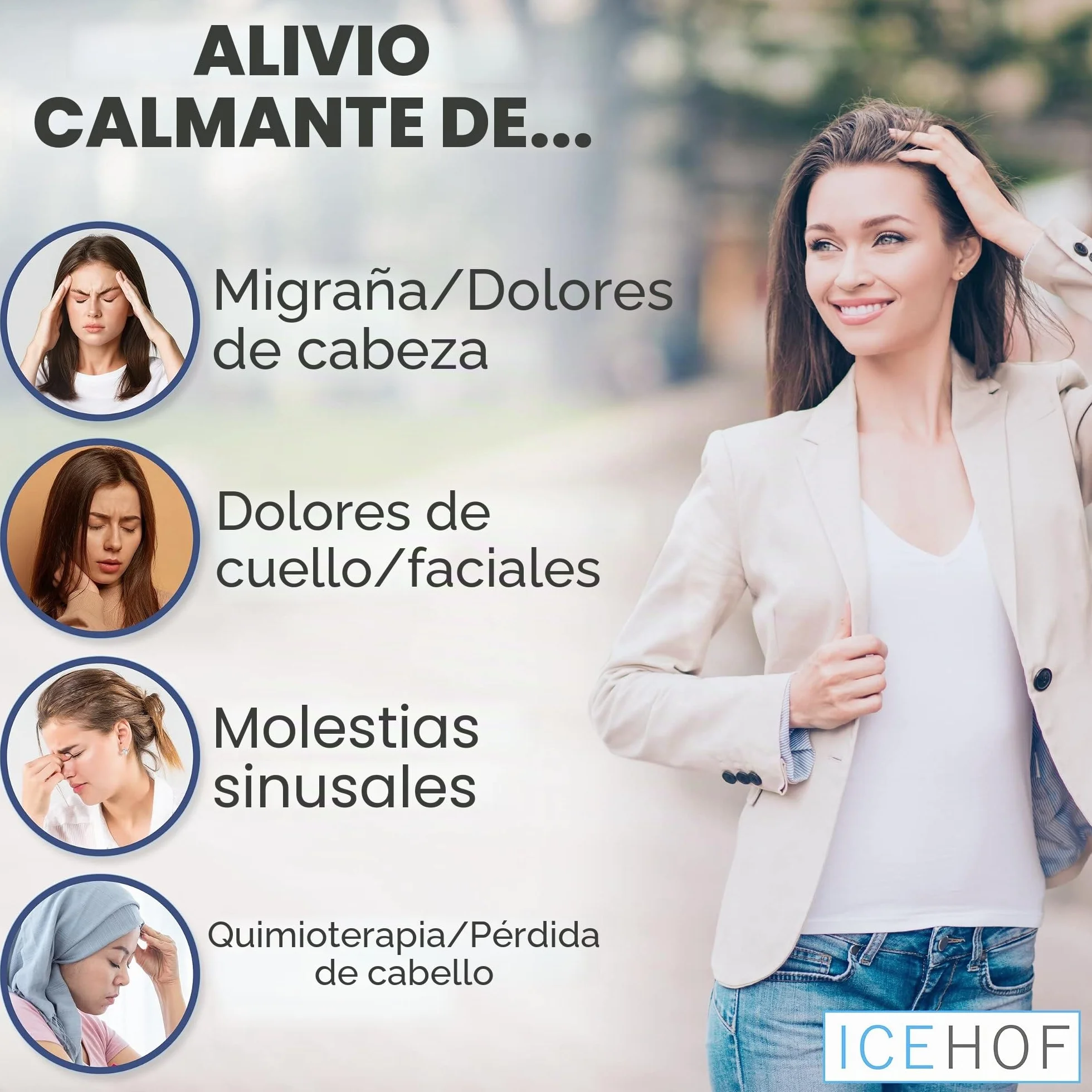 ICEHOF Gorro de refrigeración con almohadillas extraíbles y máscara 3D para quimioterapia y migrañas