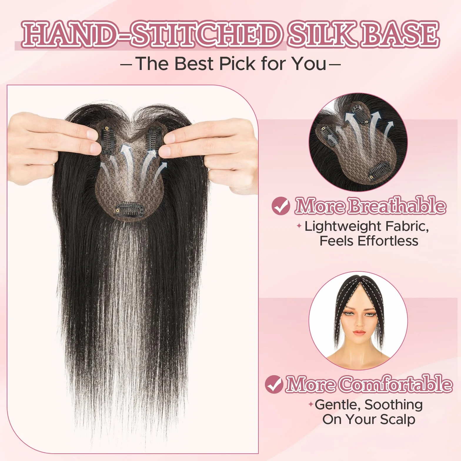 Cubrecabello para mujer, doble capa, cosido a mano, cobertura 360°, con flecos, natural, para adelgazamiento del cabello, añade volumen, 28 cm, color marrón oscuro, 21 g