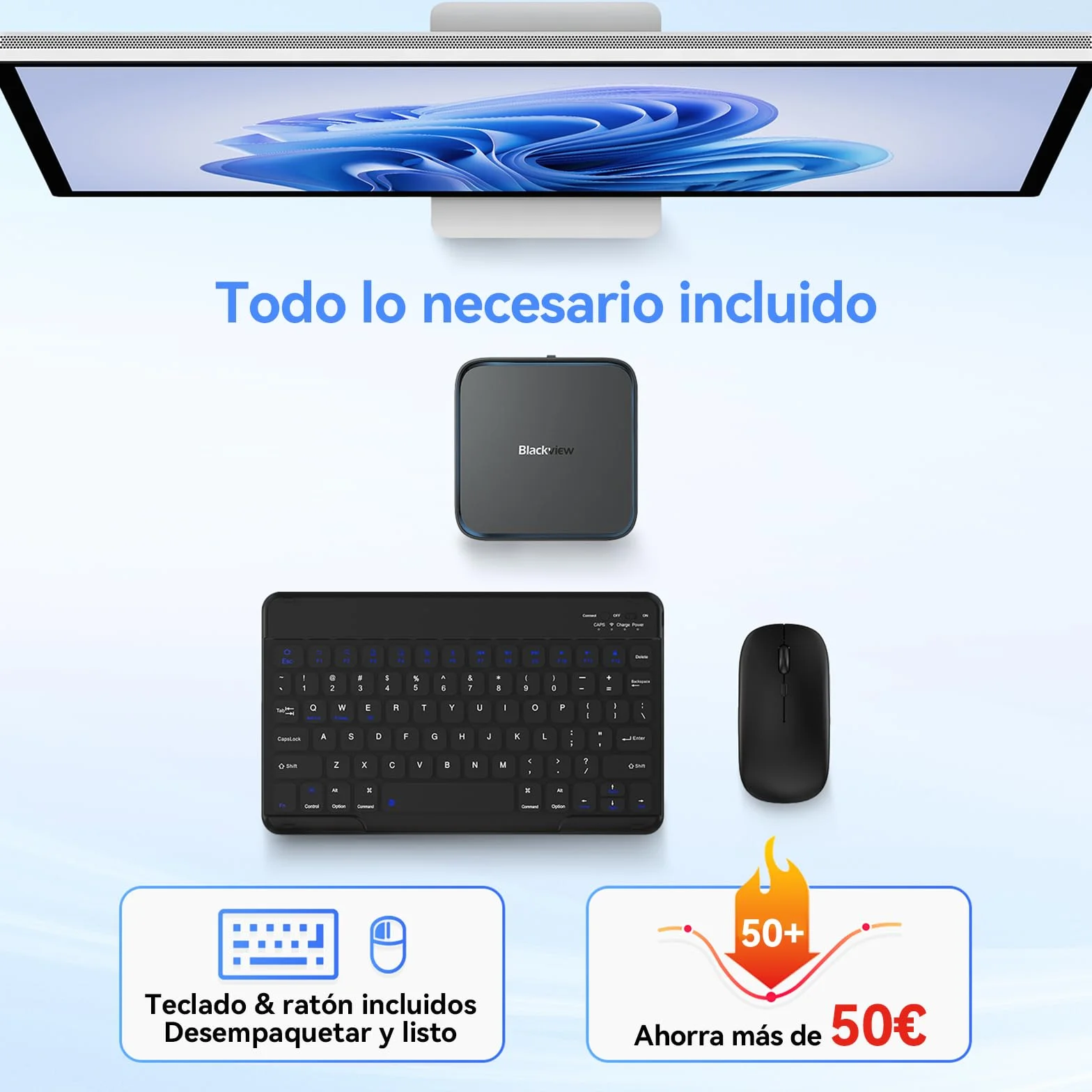 Blackview MP50 Mini PC AMD Ryzen 5 16GB RAM 512GB SSD Radeon Vega 8 Win 11 Pro HDMI DP 4K WiFi 5 BT 4.2