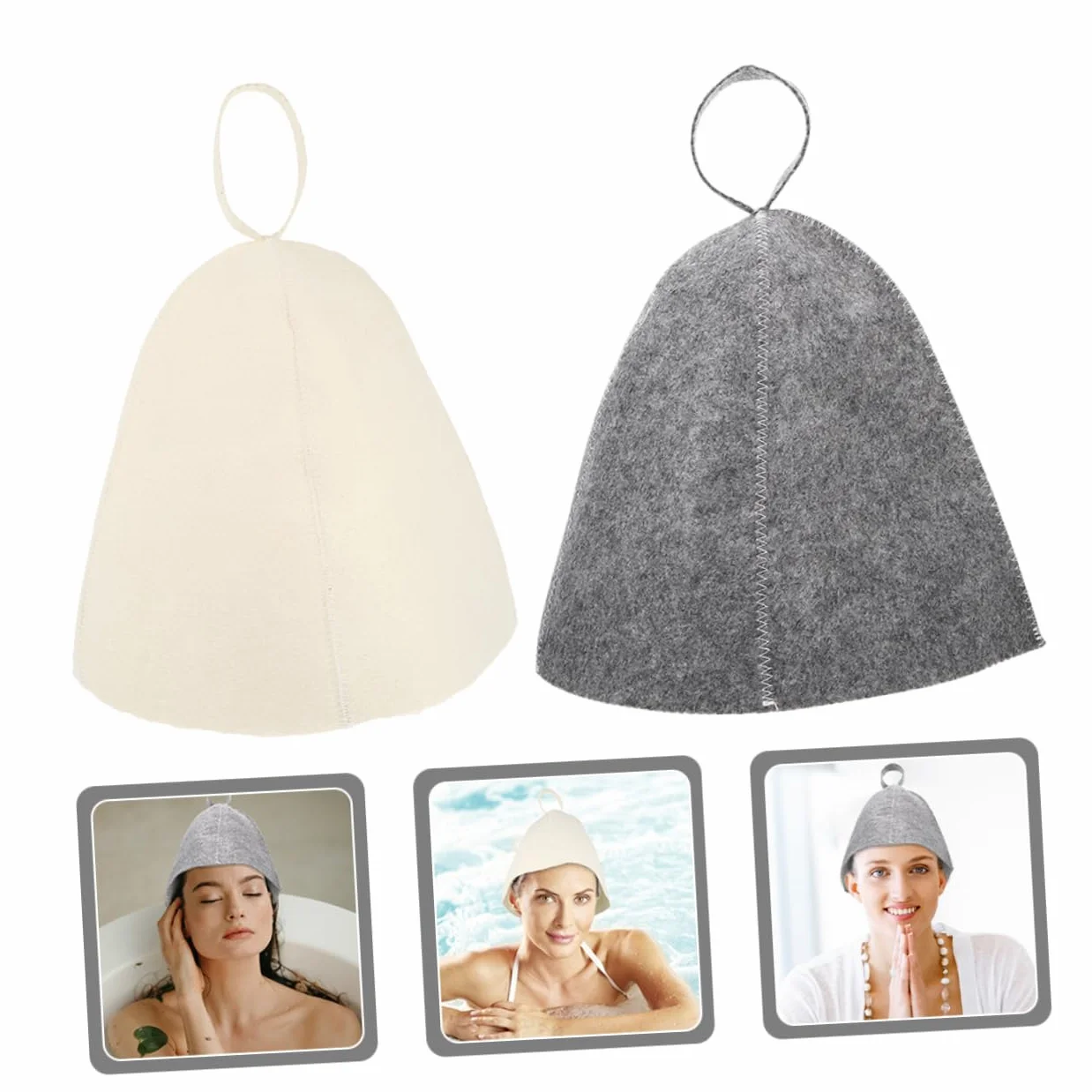Sosoport 24piezas Gorro De Sauna De Fieltro Reutilizables Sombreros Transpirables para Baño Diseño Cómodo para Mujeres Cabello para Ducha y Actividades Al Aire