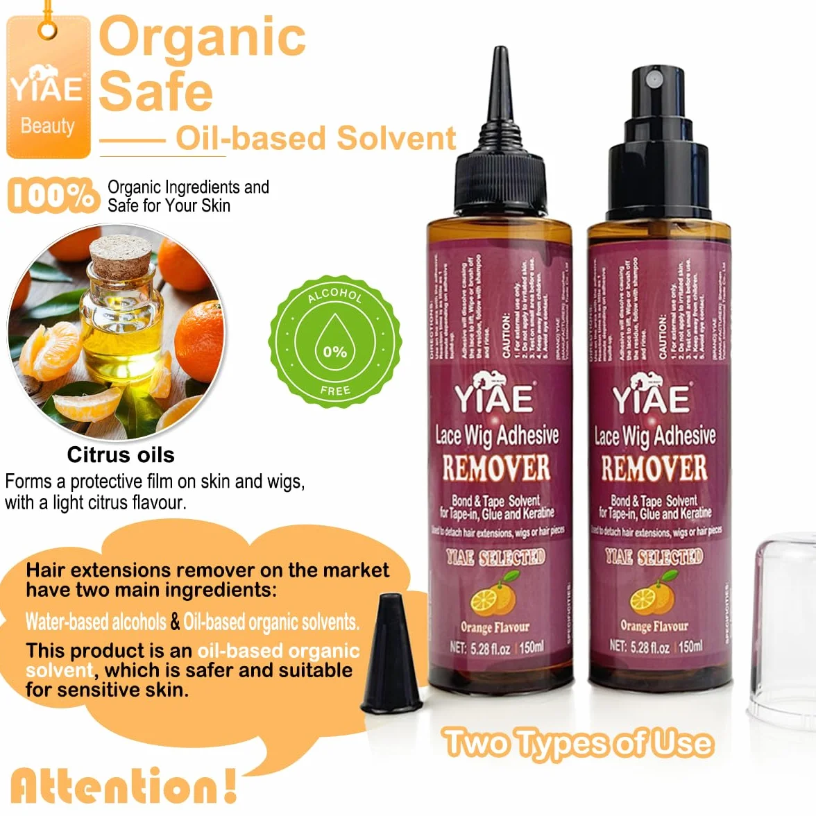Removedor de Extensiones Adhesivas 150ml Wig Glue Tape Remover Suave con la Piel Limpiador Rápido para Pelucas Postizas de Encaje