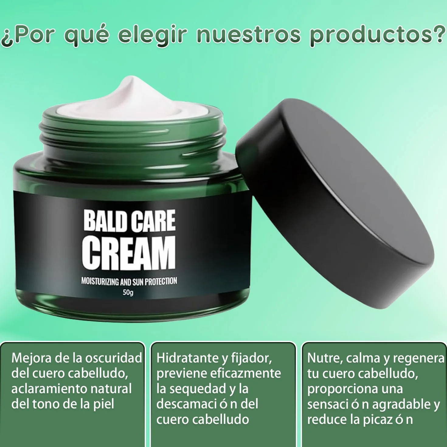 Crema Para La Calvicie Hidratante Calmante Cuero Cabelludo Efecto Antibrillo Matizante Cuidado Diario Hombres Pack de 2