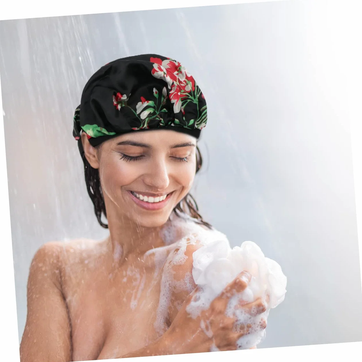 Gorro de Satén Elástico Negro para Dormir Adultos Ala Ancha | Ribete Flexible y Transpirable, Protección del Cabello, Uso Nocturno Lavarse la Cara