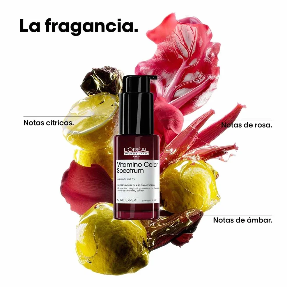 L'Oréal Professionnel Serie Expert Vitamino Color Spectrum Serum Glass Shine, Tratamiento Profesional Anti-frizz con Protección Térmica, Sin Aclarado, Brillo hasta 10 Lavados, Cabello Teñido, 30 ml