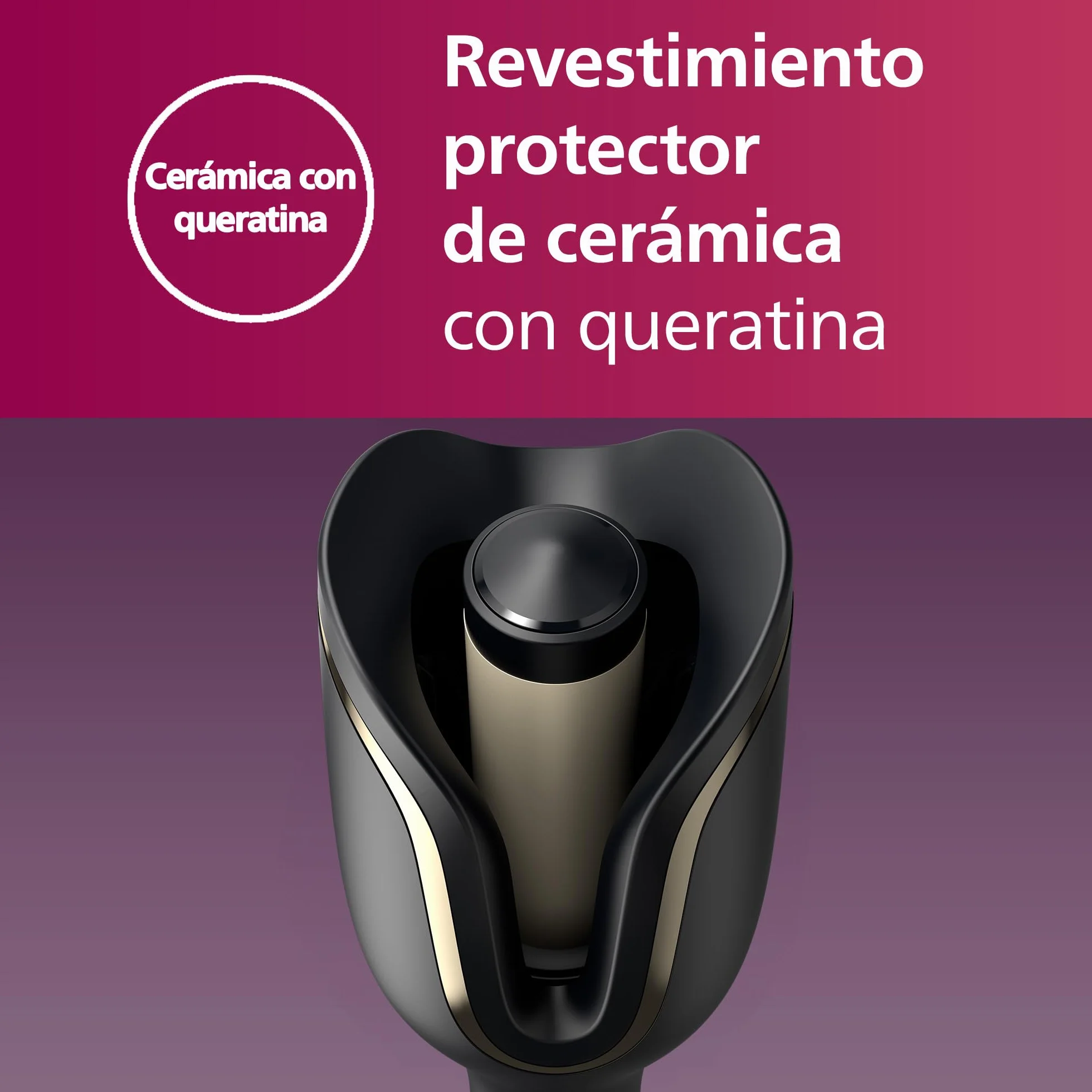 Philips Rizador de Pelo Automatico, con Tecnologia Moisture Protect, Iones, Placas Ceramicas con Keratina, 27 opciones de rizado, BHB876/00, Negro