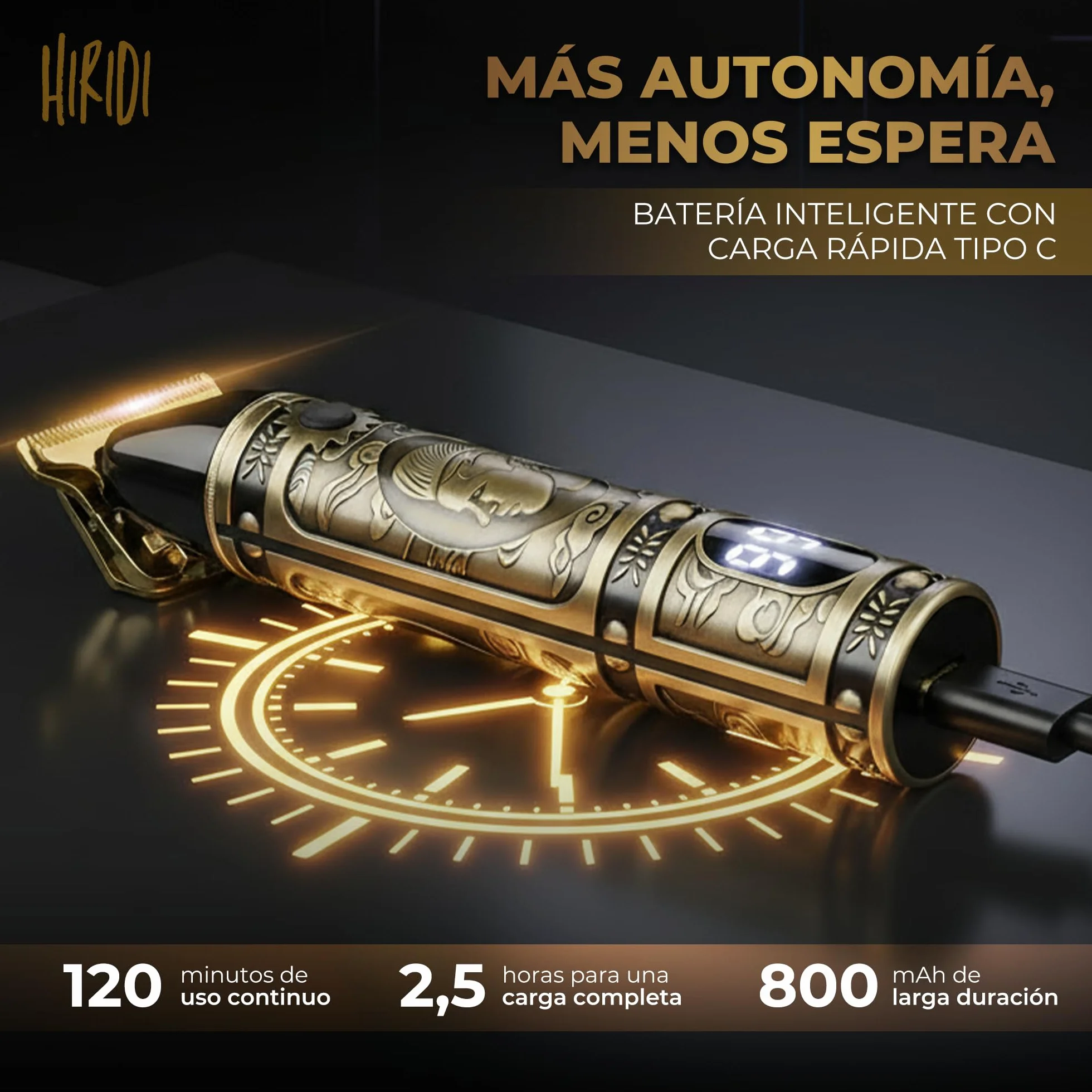 Maquina de Afeitar Electrica Hombre Inalambrica Cortapelos Recortadora Barba 3 Peines