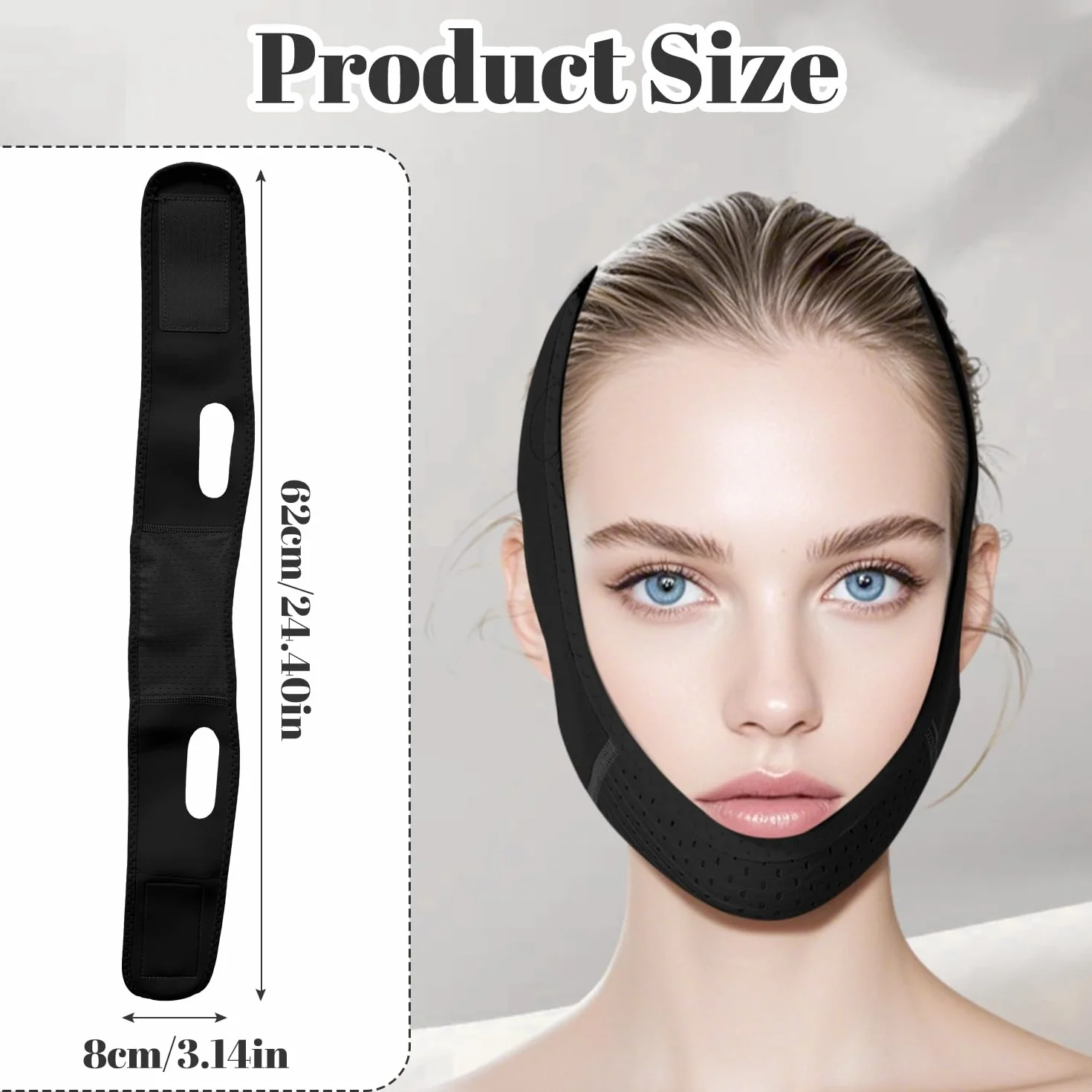 Mascarilla de mentón reductor de papada adelgazante facial en forma de V correa ajustable para dormir esculpir mandíbula reafirmar piel negro