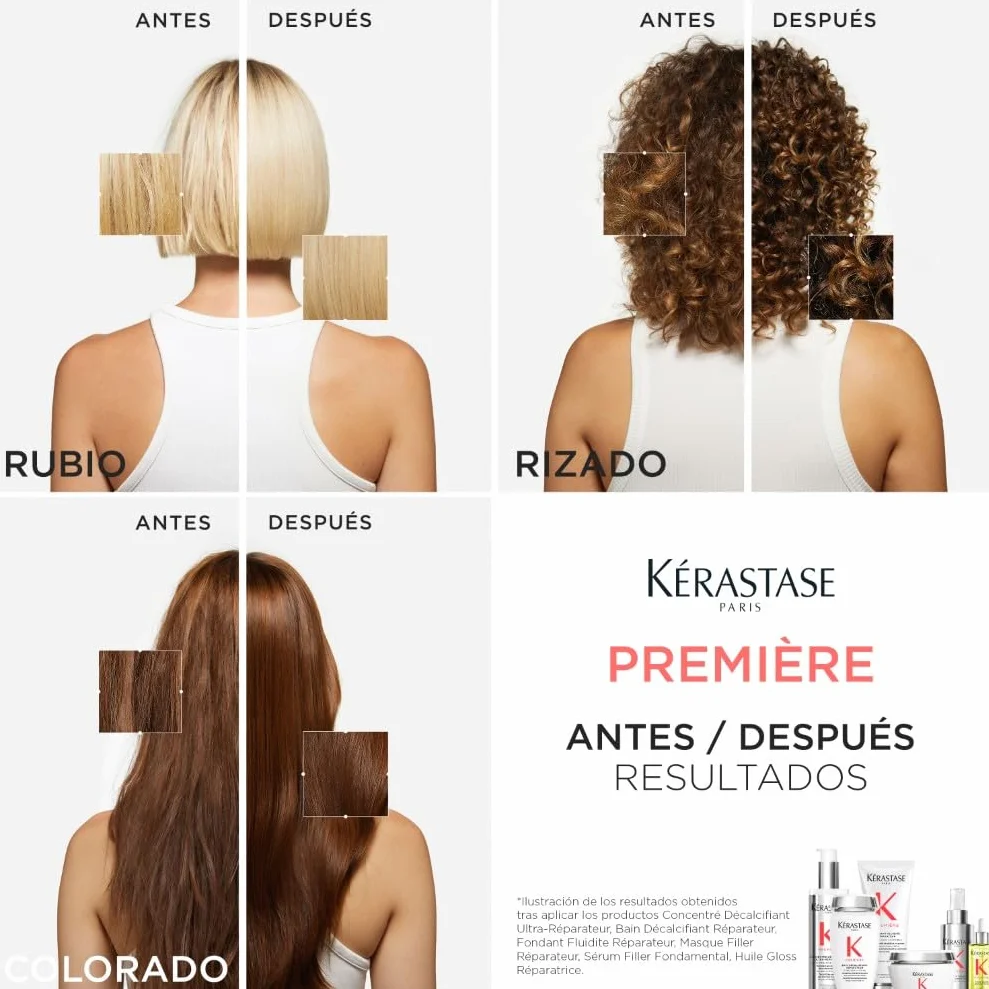 Kérastase, Première, Sérum reparador, Antiencrespamiento y protector térmico, Para cabello dañado, Sérum Réparateur Fondamental, 90 ml