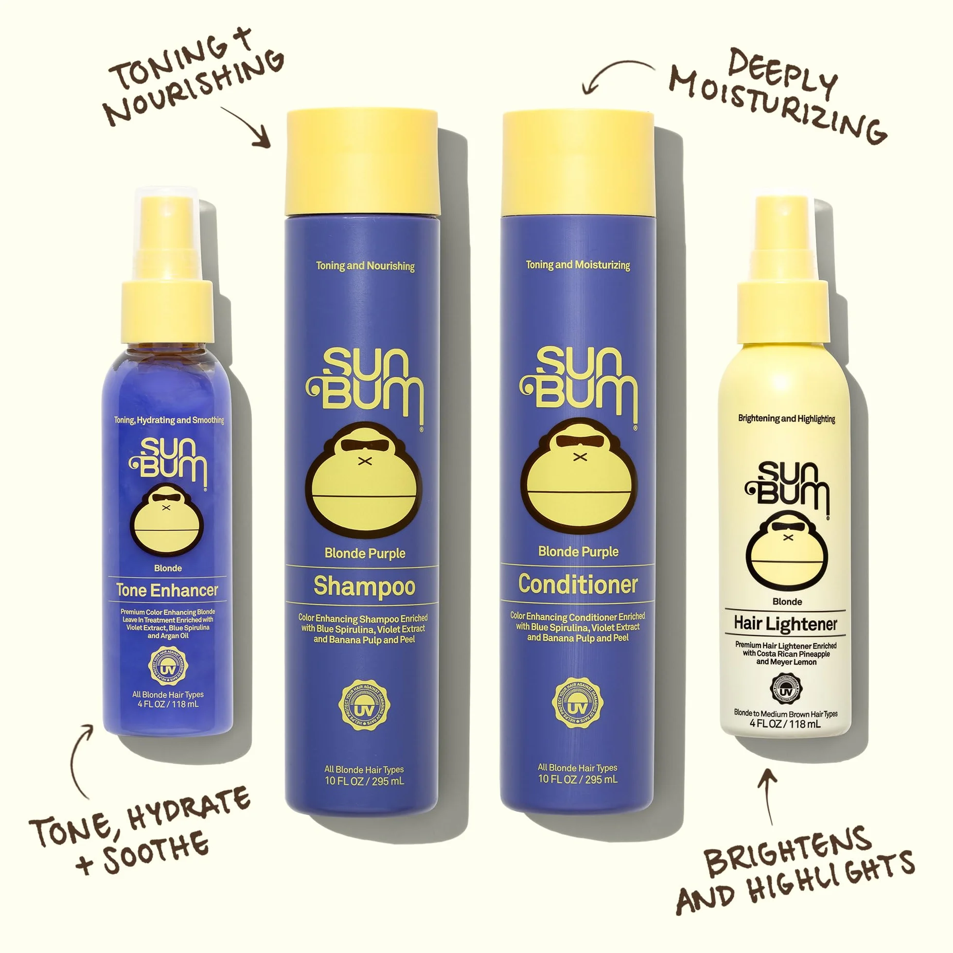 Sun Bum Blonde Formula Hair Lightener 4oz Spray Bottle Highlighting Spray