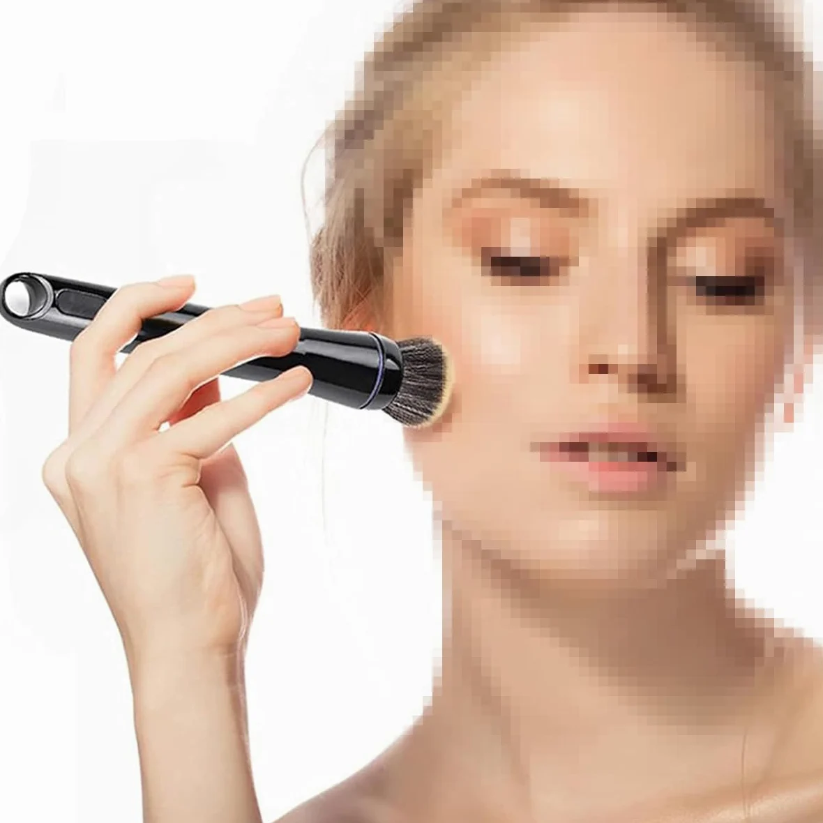 Brocha de maquillaje eléctrica, brochas de base giratorias automáticas con cabezales extraíbles para una aplicación de maquillaje suave y uniforme, diseño portátil recargable por USB