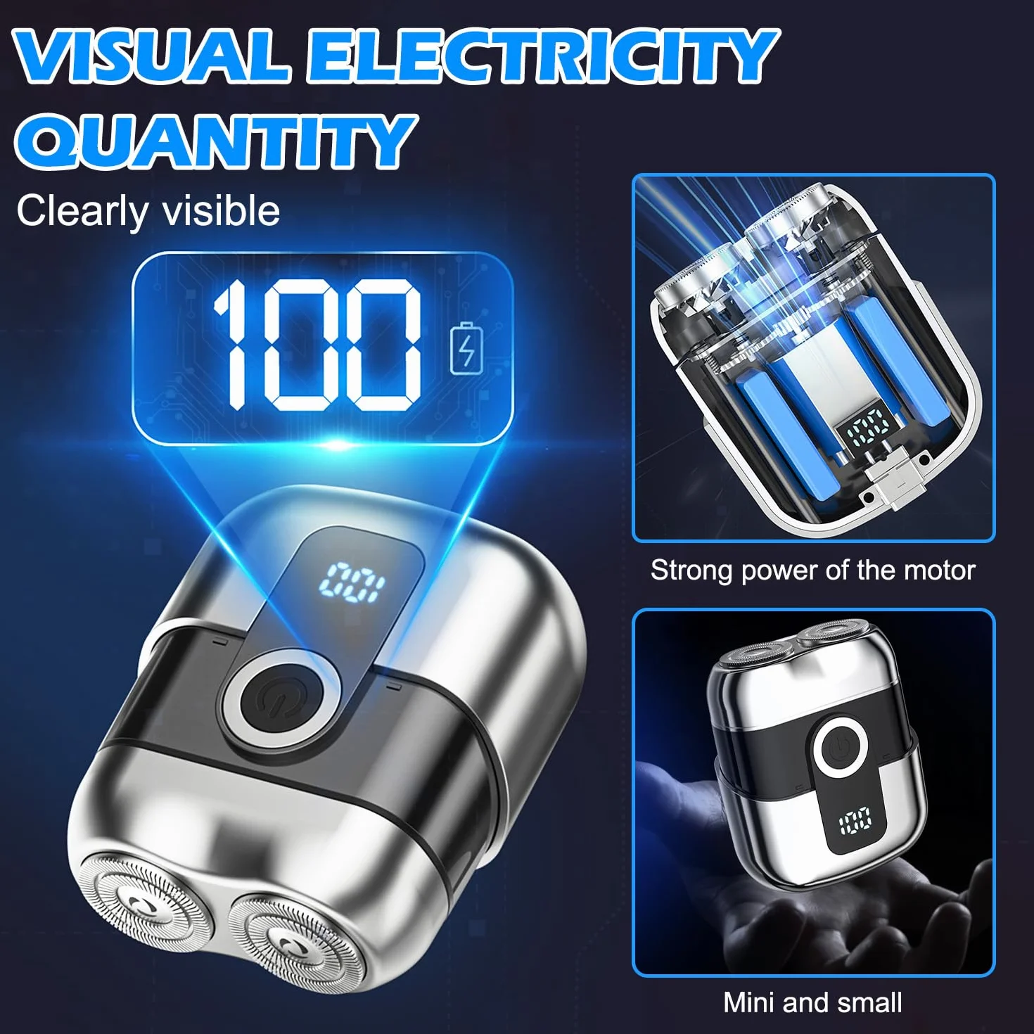 Mini Afeitadora Eléctrica Portátil Magnética con Pantalla LCD Recargable USB Silenciosa Húmeda y Seca