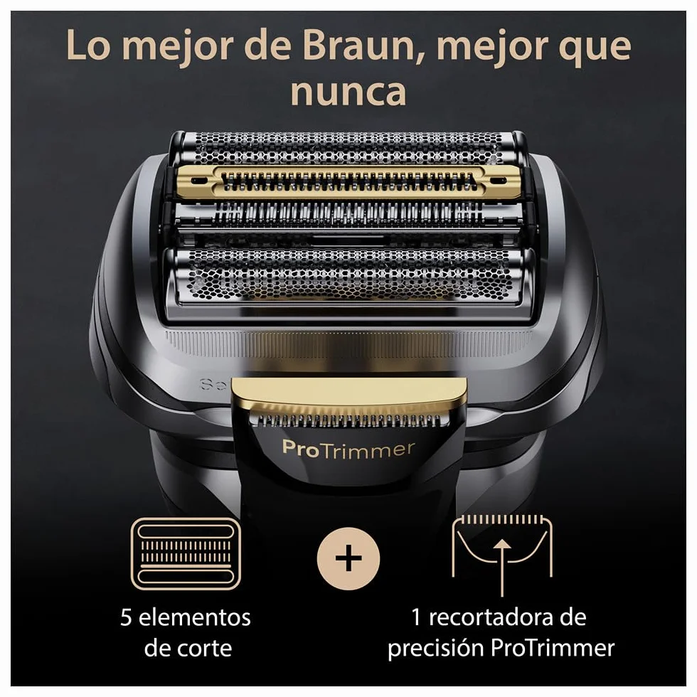 Braun Series 9 Pro+ Afeitadora Eléctrica Hombre, Máquina de Afeitar Barba con Base de Carga Y Funda de Viaje, en Seco Y en Mojado, 60 Min de Autonomía, 9517S, Plata