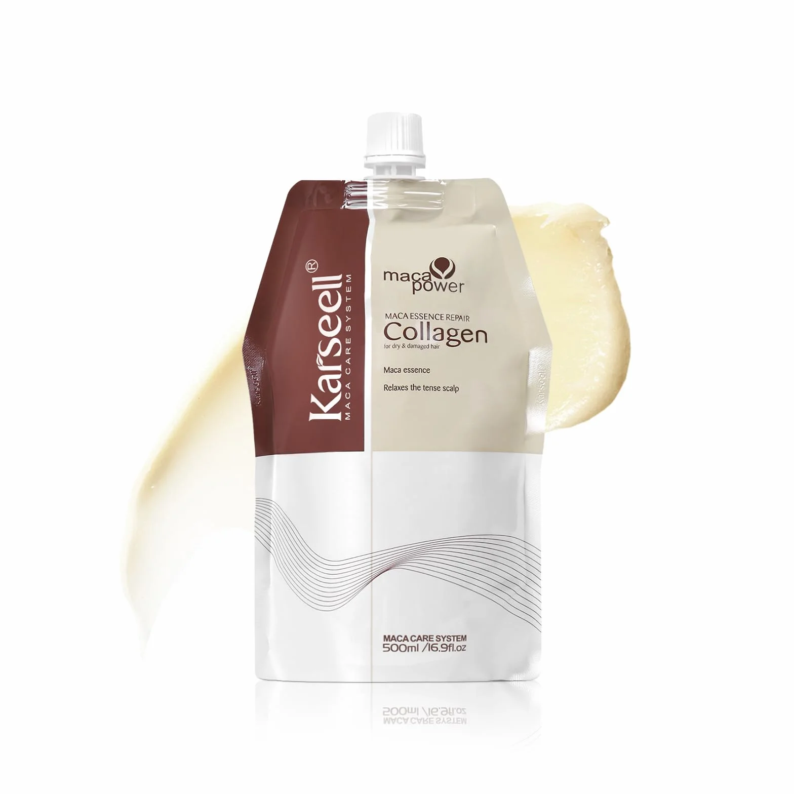 Karseell Colágeno Mascarilla Pelo 500ml, Reparación Profunda Capilar para Cabello Seco y Dañado