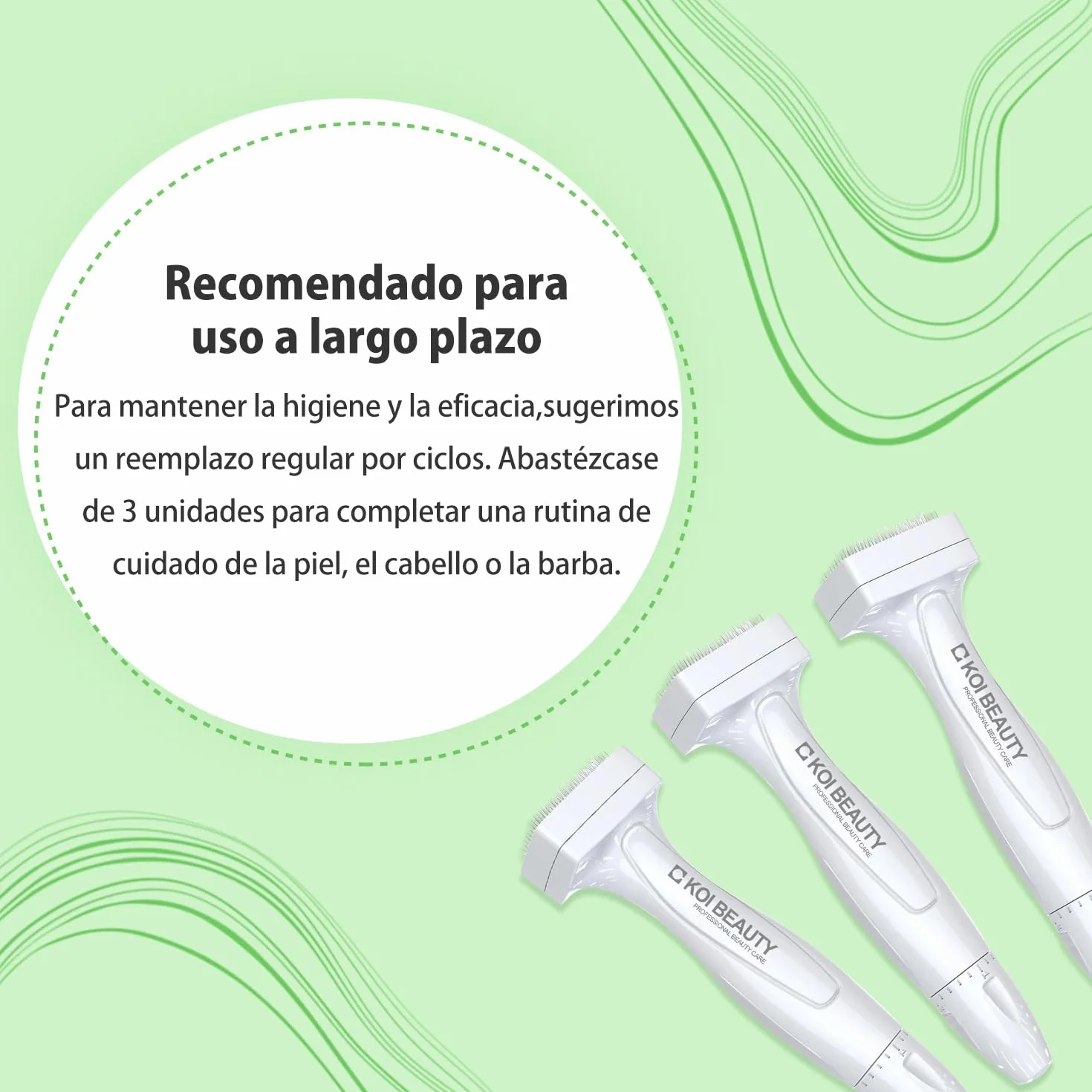 KOI BEAUTY Derma Stamp 140 agujas reales Microneedling profesional Titanio Dermastamp para Cabello Barba cara cuerpo
