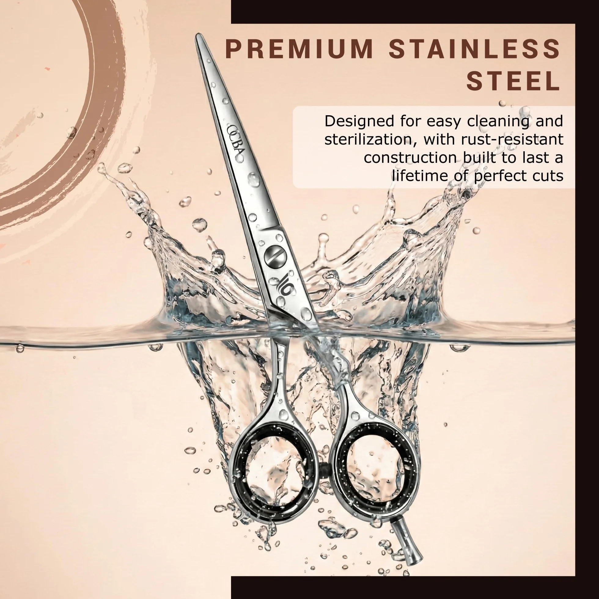 OCBA Tijeras de Peluqueria Profesional Acero Inoxidable 6.5 Pulgadas Corte de Pelo