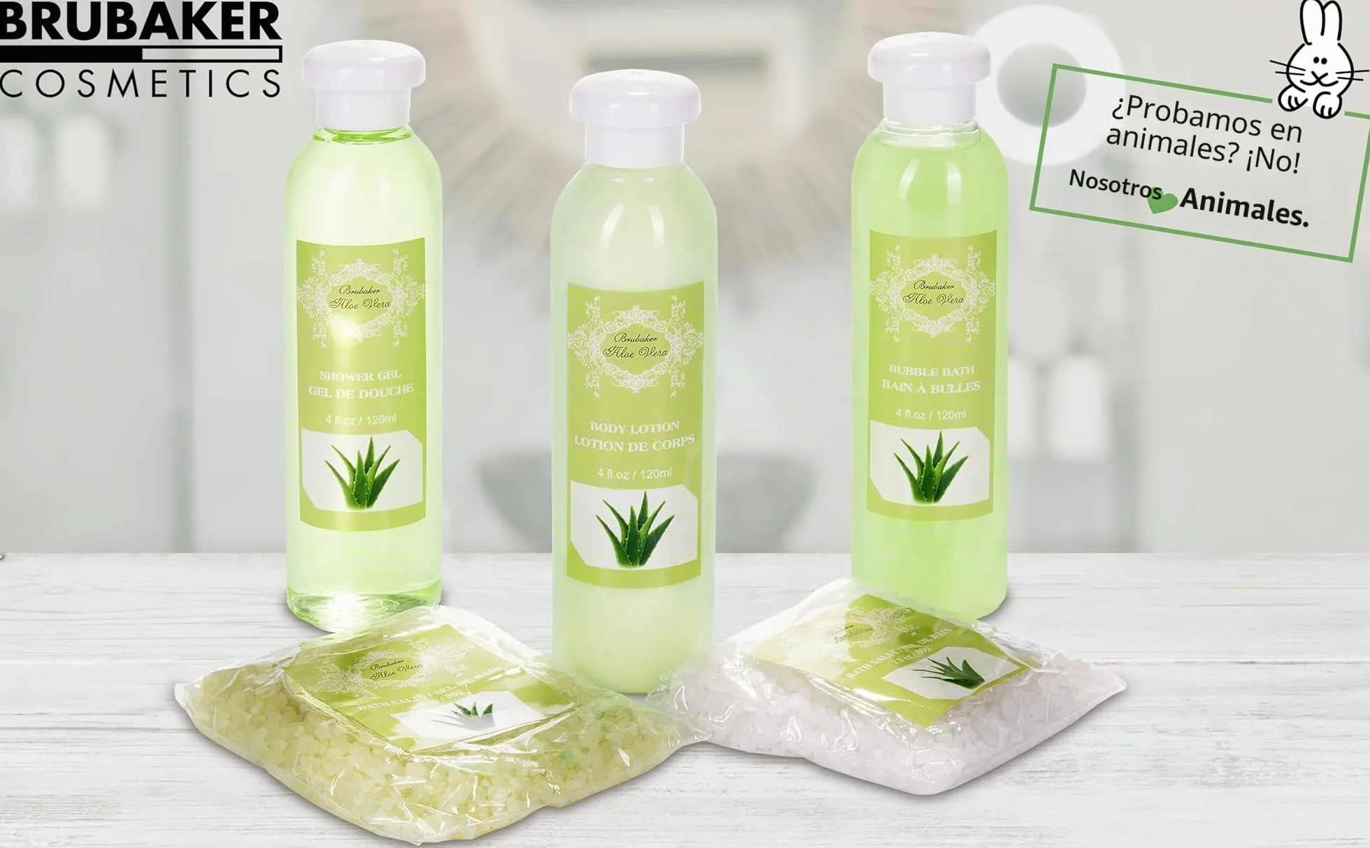 BRUBAKER Cosmetics Set de Regalo de Baño Aloe vera Armario Madera 10 piezas