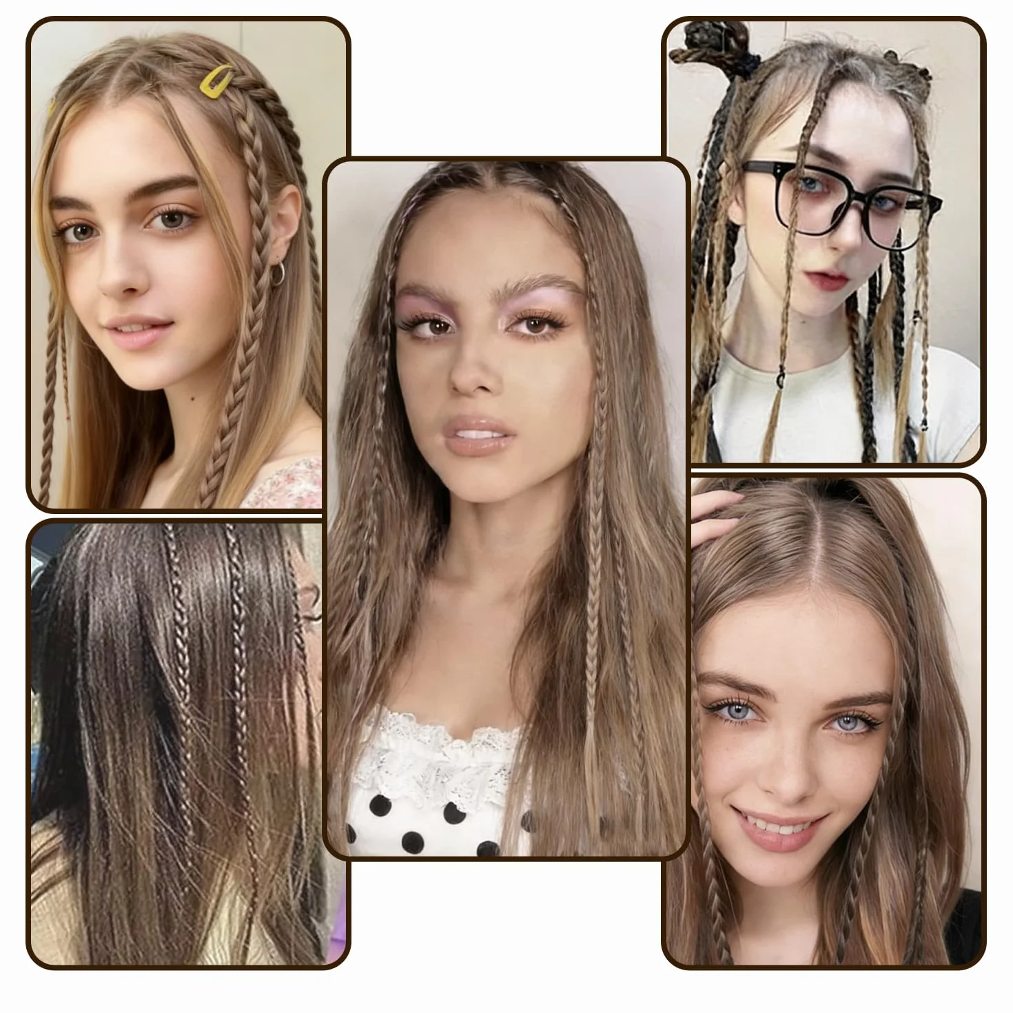 Extensiones Trenzadas con Clip 45 cm Rubio Oscuro Cabello Sintético para Mujer