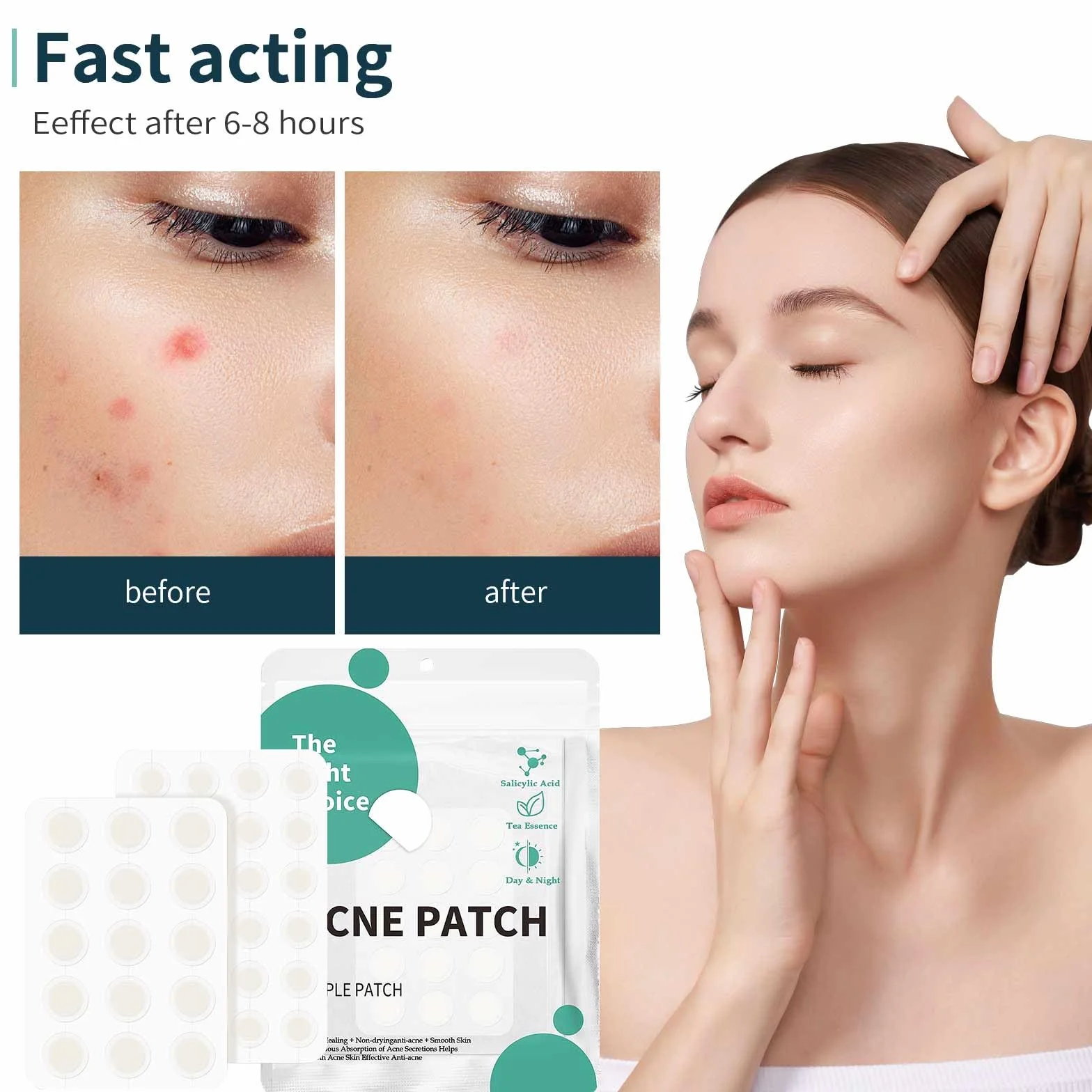 Parches Granos Hidrocoloides Invisibles 147 Piezas, Absorbentes Parches Acne Tratamiento 2 Tamaños 10/12mm