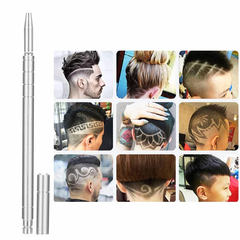 Bolígrafo de peluquero profesional con estuche protector para corte de pelo, barba y cejas (Silver)