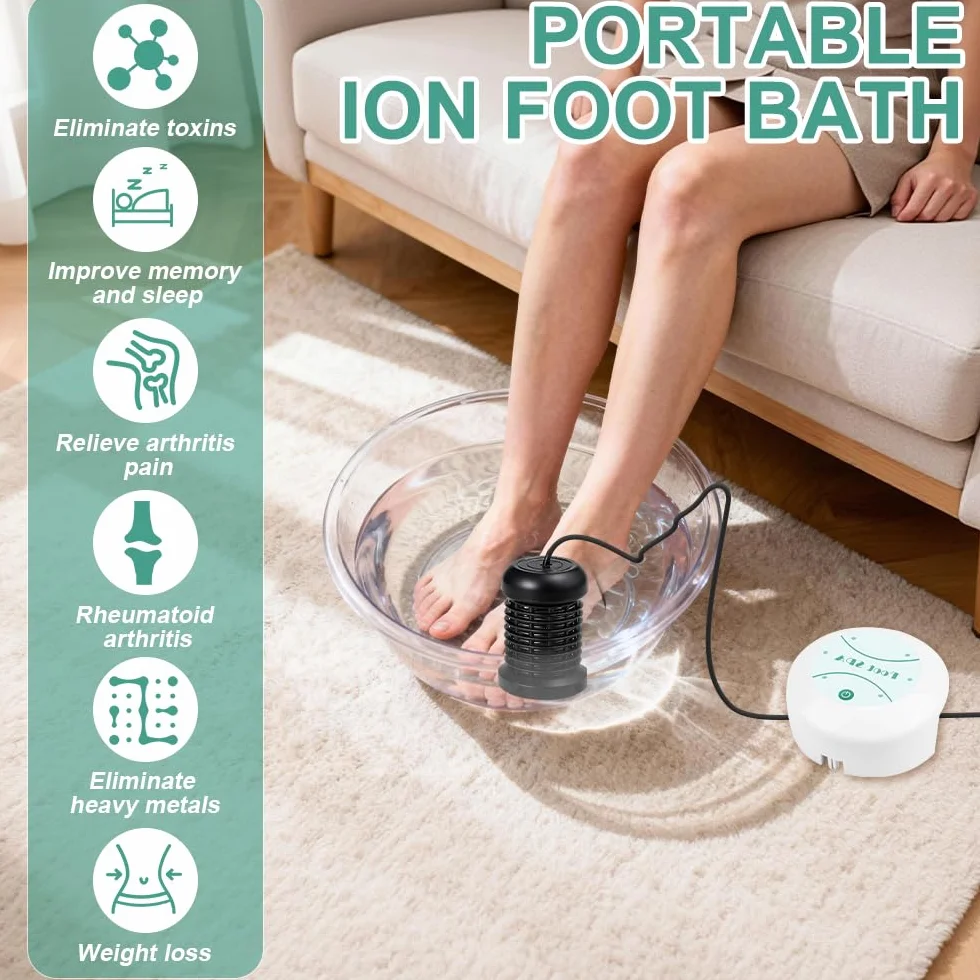 Baño de pies iónico, Juego de baño de pies completo Ionic, baño de pie s detox iónico, Spa iónico para Pies en casa, baño de Pies de electrólisis, máquina de limpieza portátil (Sin bañera)