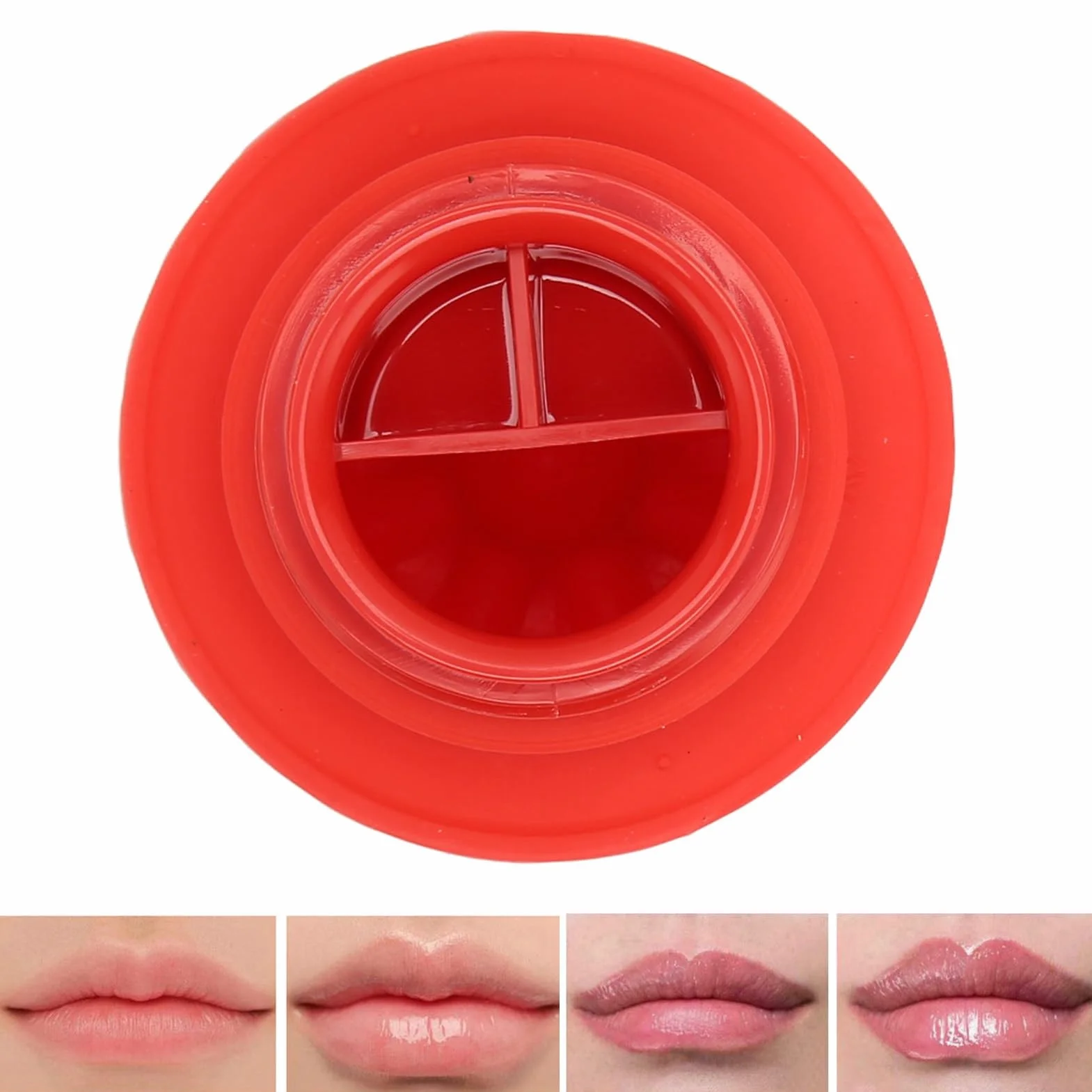 Dispositivo de Aumento de Labios, Herramienta de Silicona de Grado Alimenticio, Portátil (Rojo)