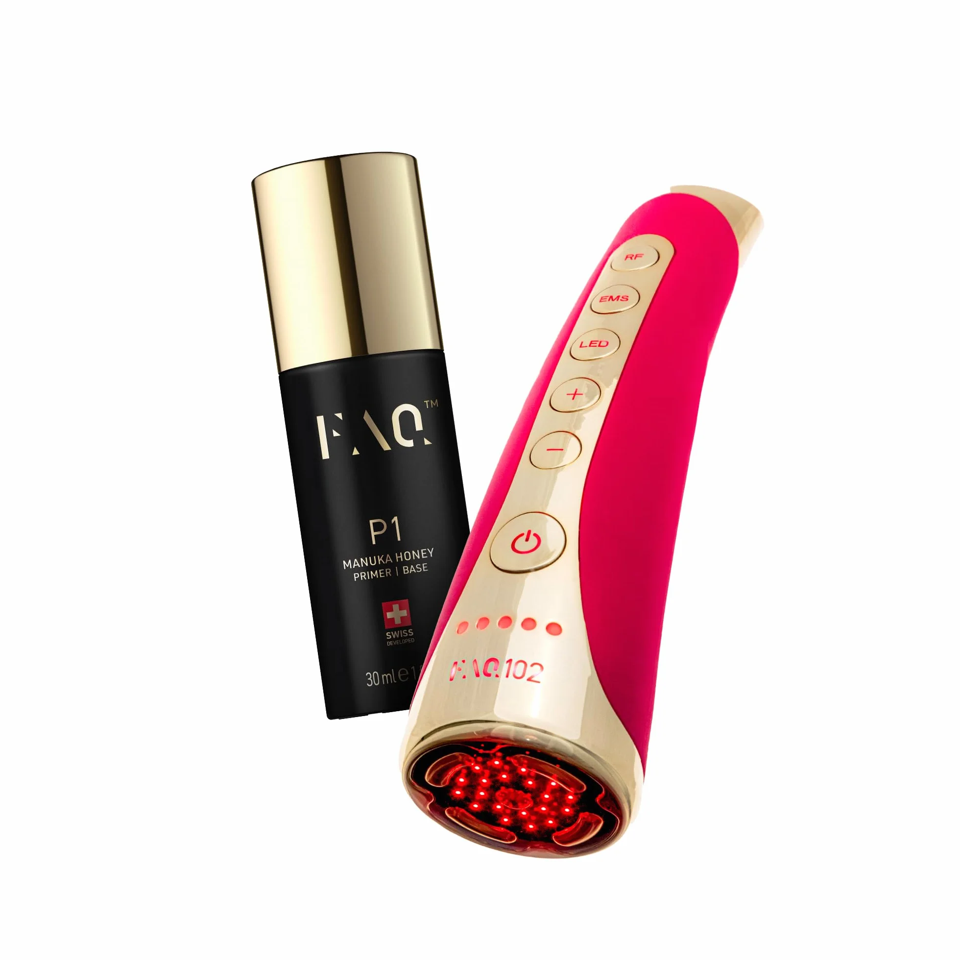 FAQ 102 Set Beauty Answer Masajeador facial EMS RF 8 luces LED Radiofrecuencia facial tensar piel
