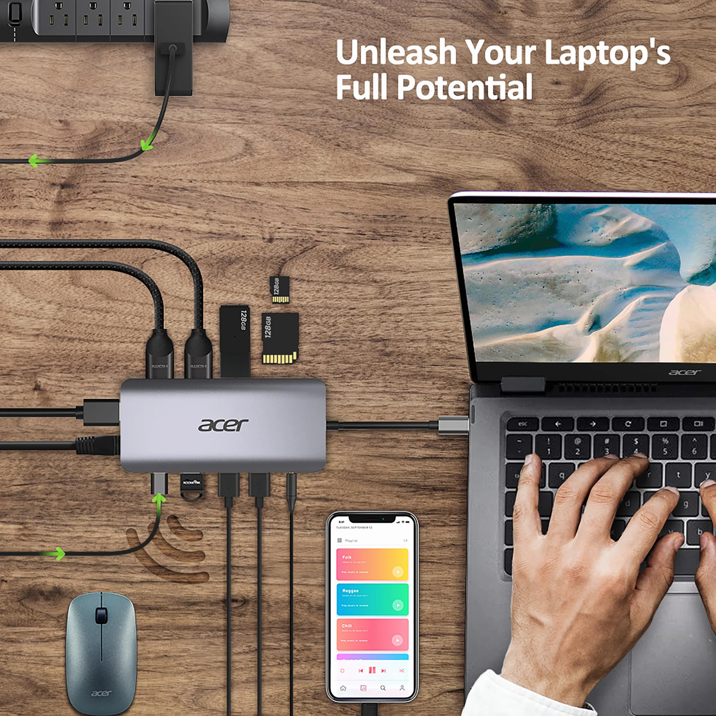 Acer Docking Station 12 w 1 USB-C USB HDMI DP RJ45 Srebrny