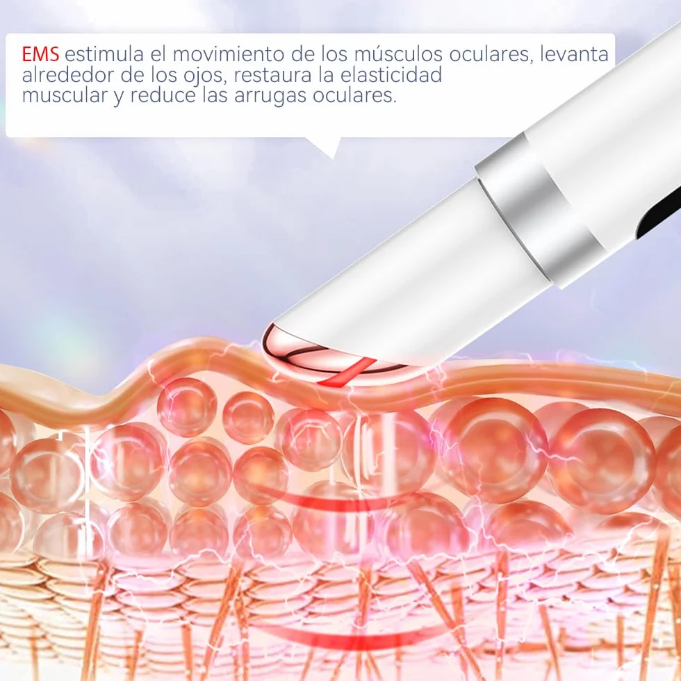 ANLAN Masajeador de Ojos Eléctrico, EMS Dispositivo Antiarrugas, 3 Modos LED Terapia, 38-45℃ Compresa Caliente