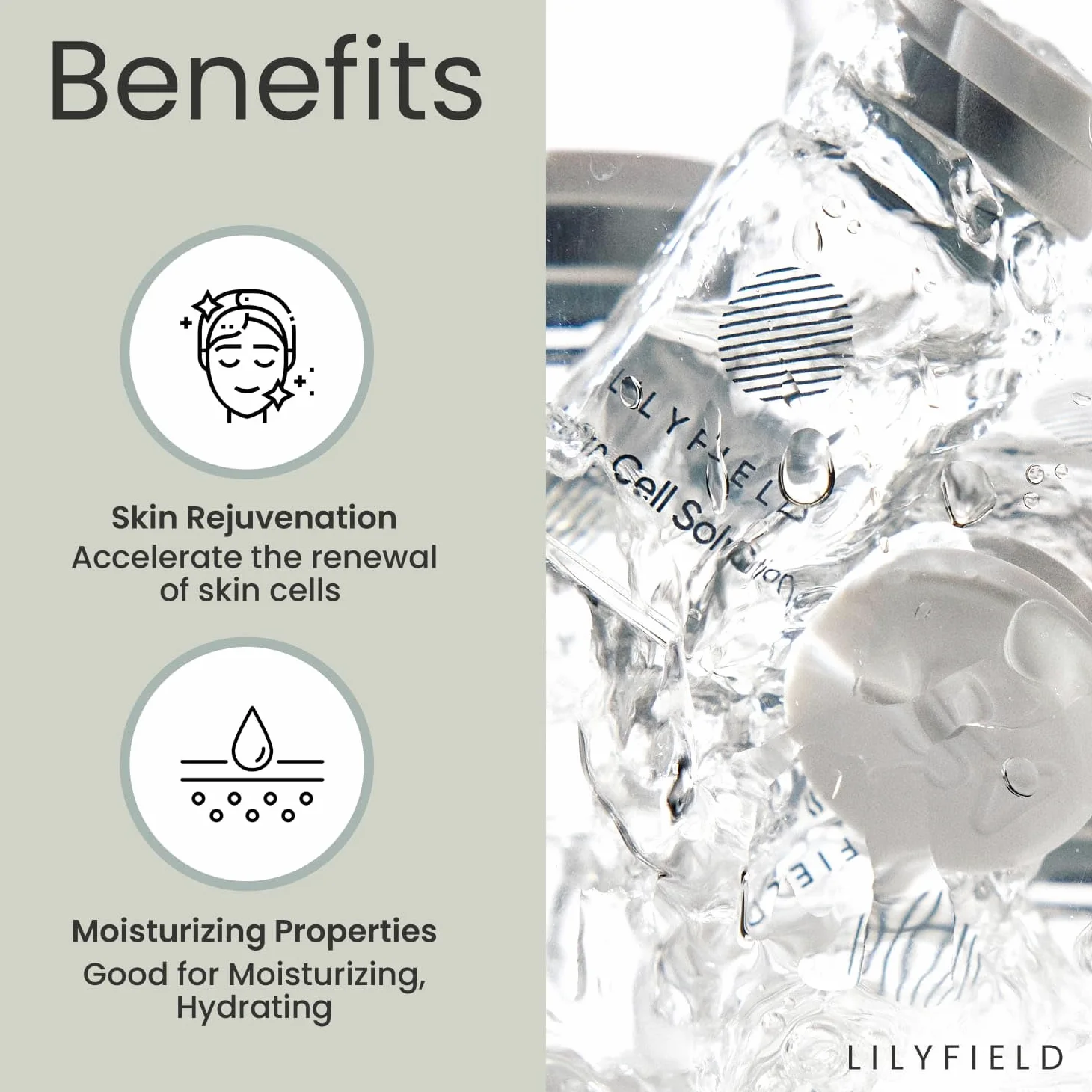 LILYFIELD Solución de células madre, ampollas de suero de ácido hialurónico antienvejecimiento avanzadas, hidratando la piel, suaviza las líneas finas, reduce las arrugas y los signos de