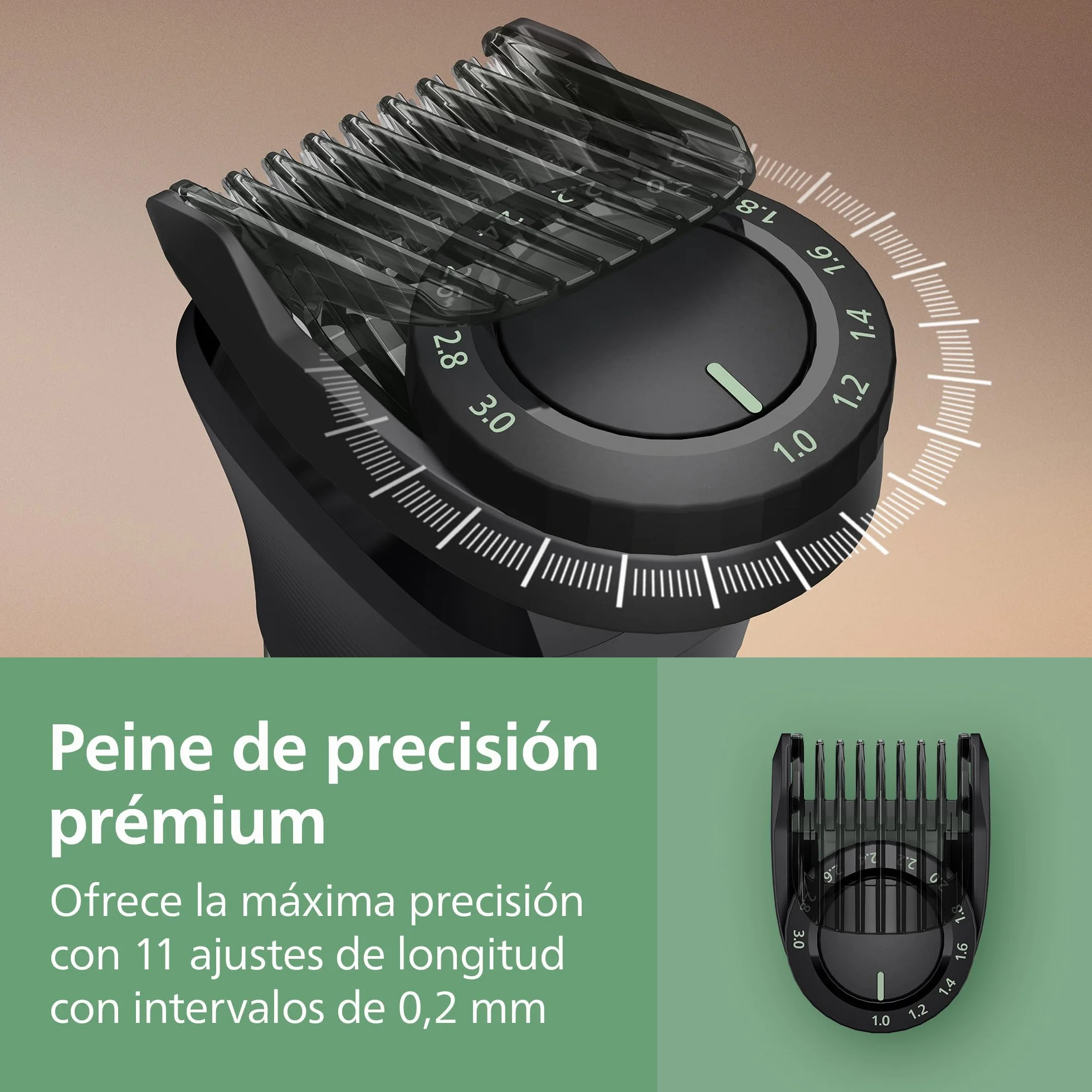 Philips Recortadora todo en uno de 17 en 1 Serie 7000 - Afeitadora y cortapelos hombre para rostro, cabeza y cuerpo, cuchillas de acero autoafilables, 26 longitudes, recargable, MG7961/15