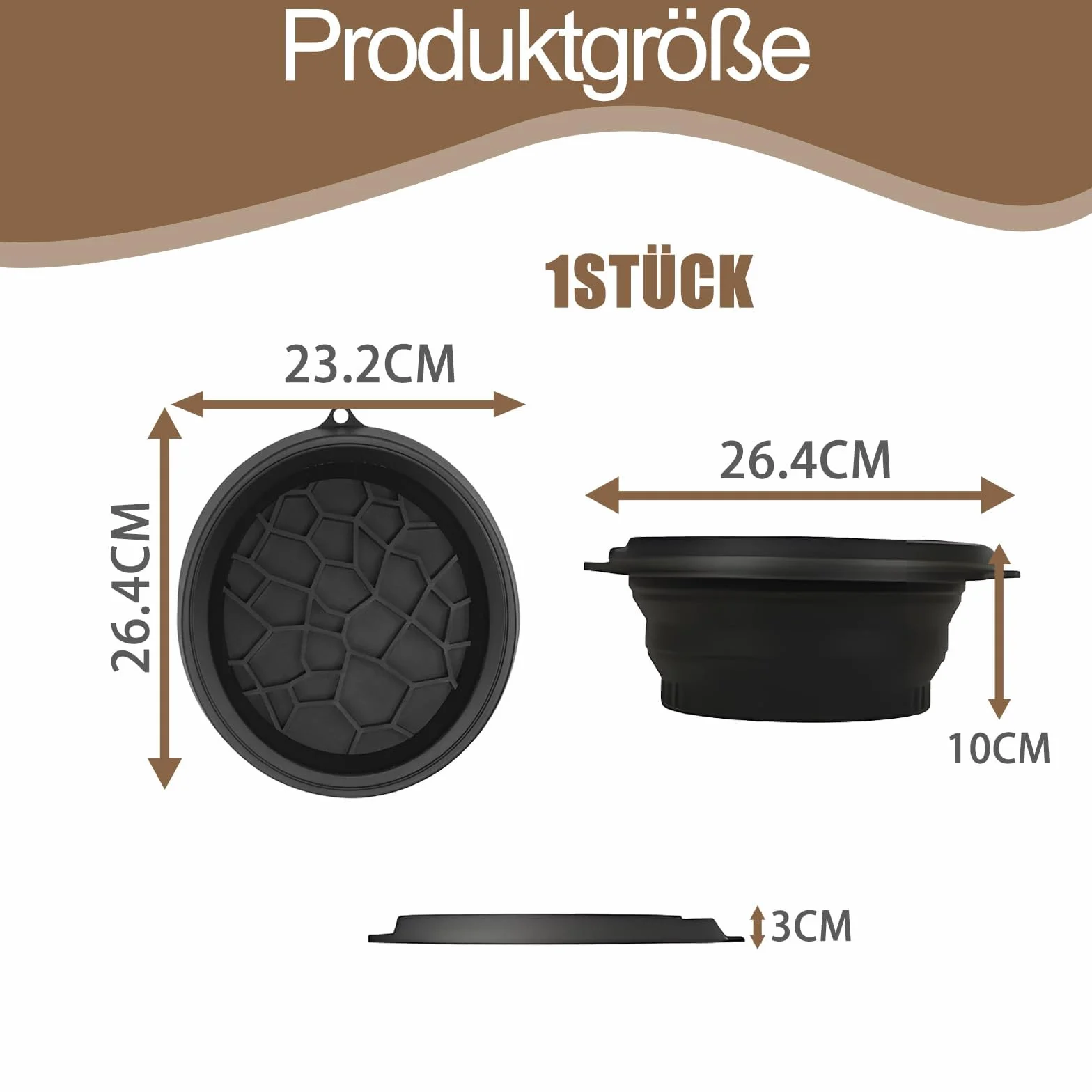 Cuenco Facial para Baño de Hielo de Silicona Plegable Negro