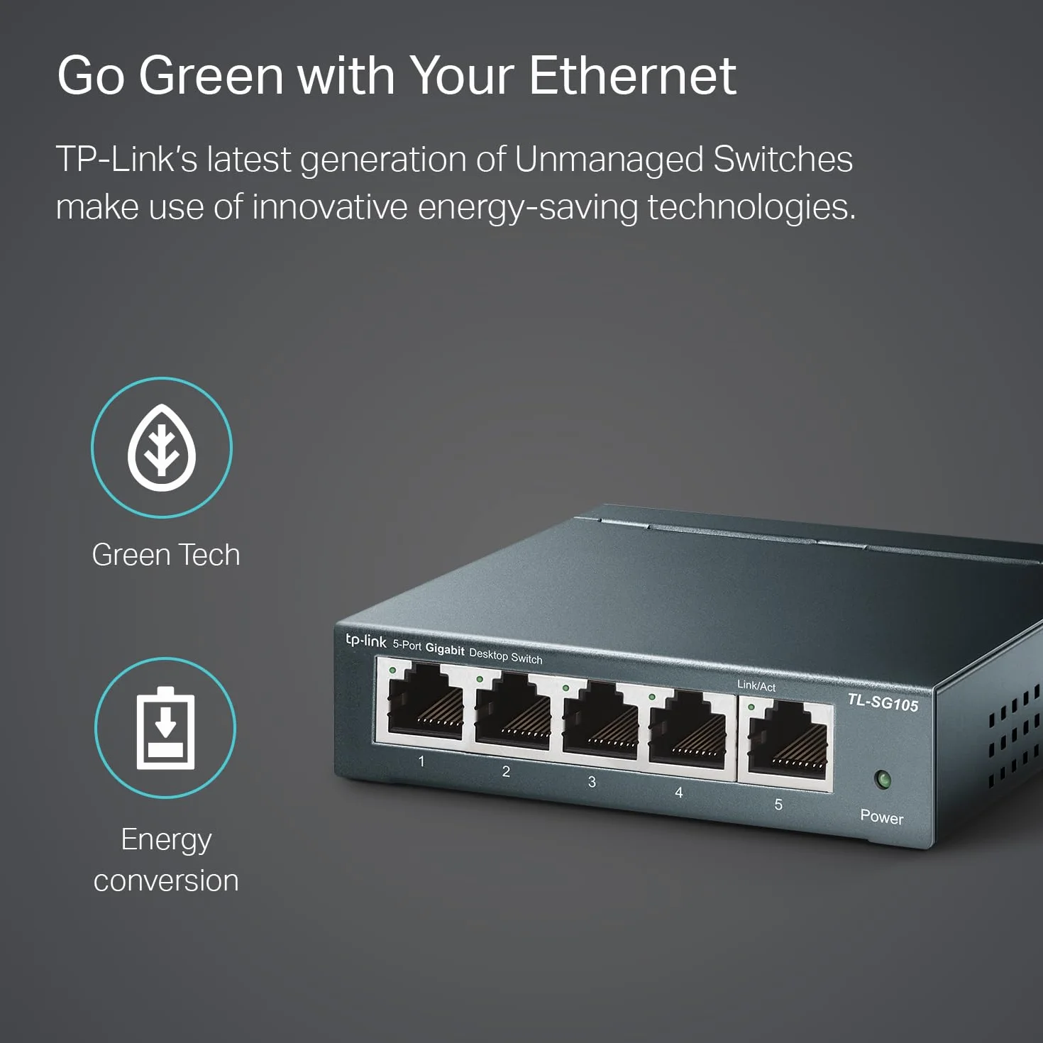 TP-Link TL-SG105 Switch Gigabit 5 Puertos 10/100/1000 Ethernet Acero Inoxidable IGMP Snooping QoS